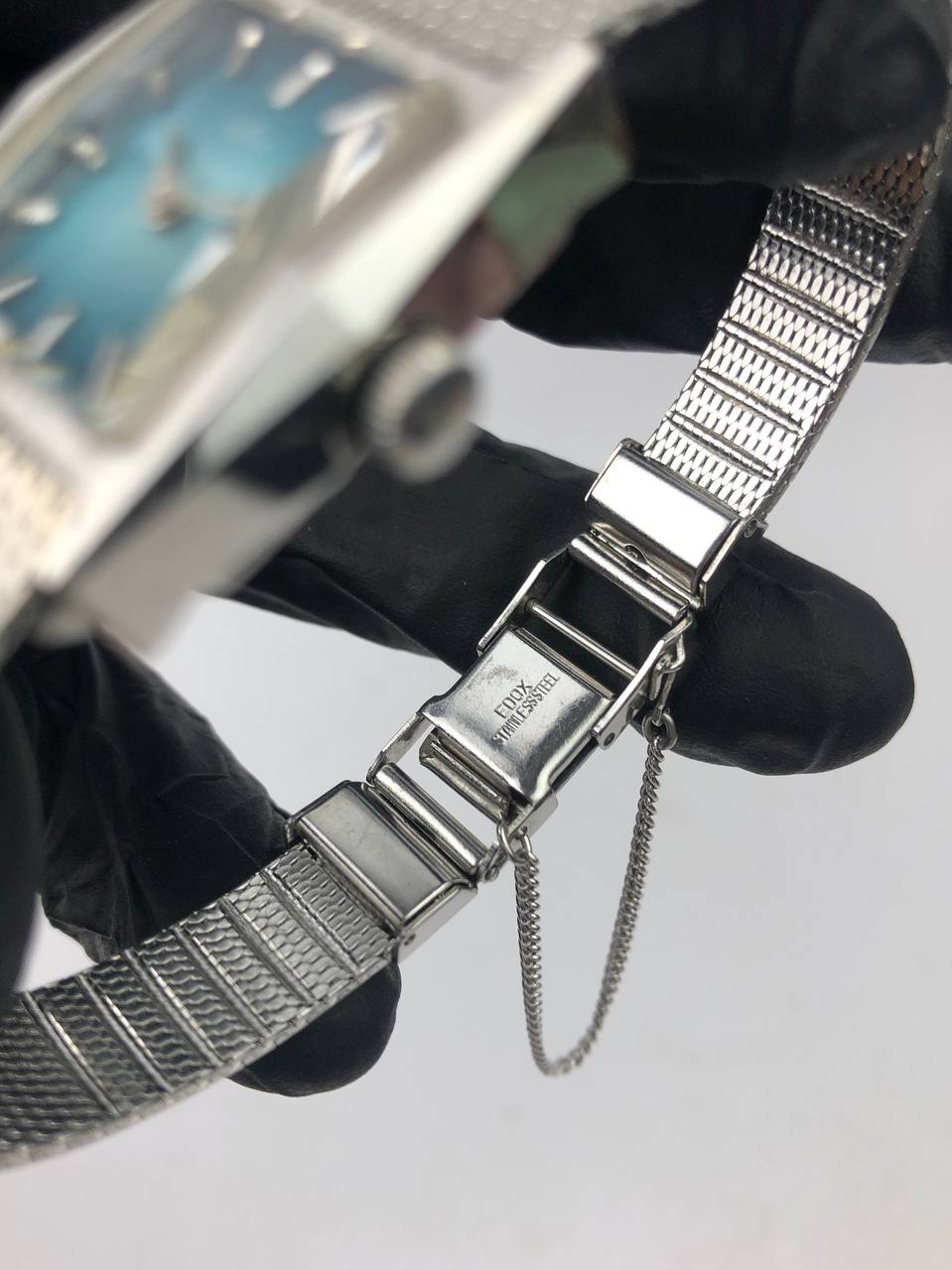 SWISSMADE EDOX BLUE SUNBURST DIAL MESH STRAP ALL ORIGINAL - Gambar 7