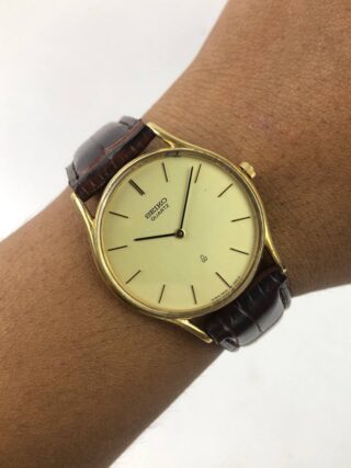 SEIKO QUARTZ KLASIK BROWN STICK INDEX CHAMPAGNE DIAL