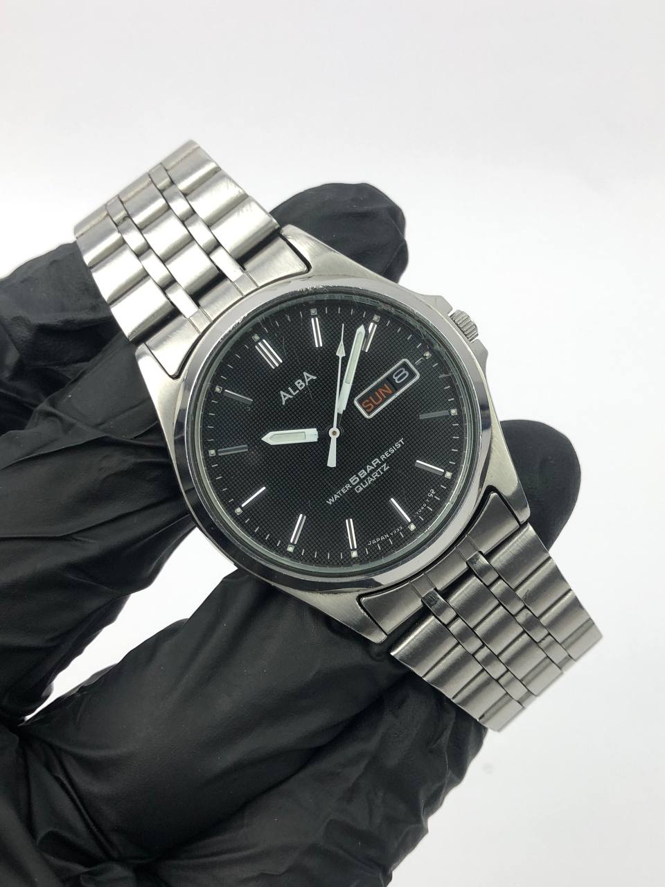 ALBA NUMERIK FULL STEEL DAYDATE BLACK DIAL ALL ORI - Gambar 4