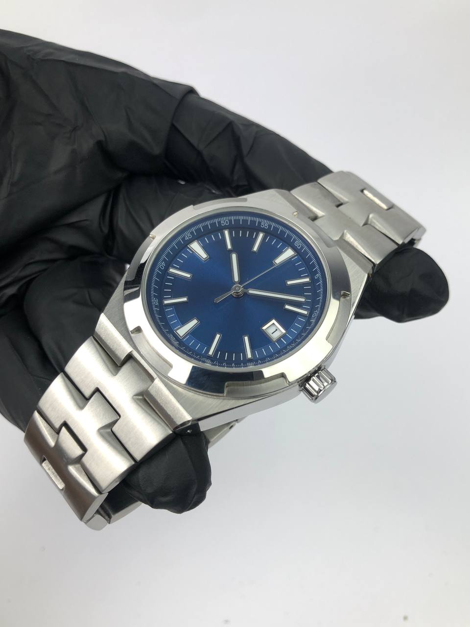 MOD ALL STEEL AUTOMATIC BLUE SUNBURST DIAL INTEGRATED BRACELET - Gambar 3