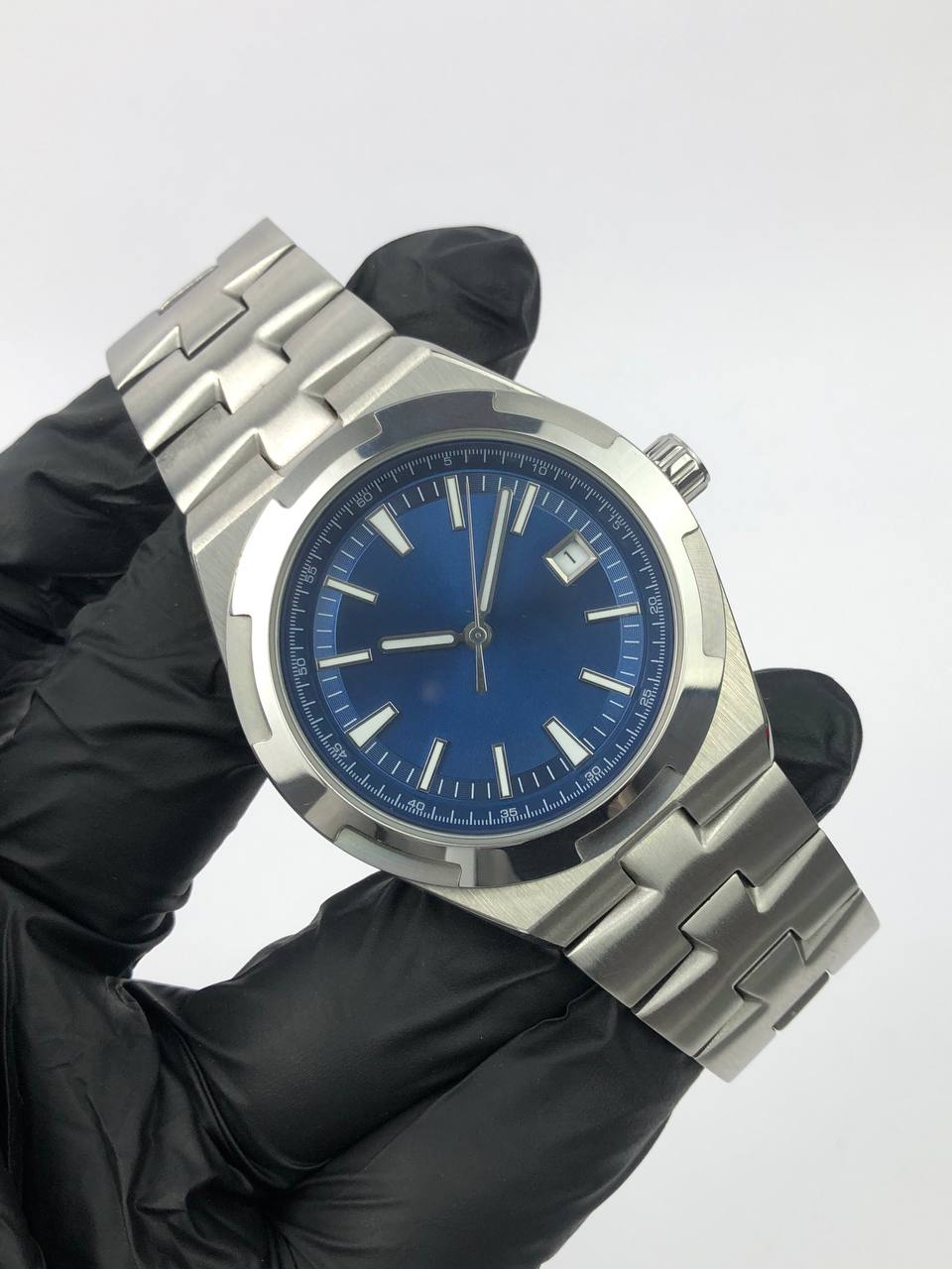 MOD ALL STEEL AUTOMATIC BLUE SUNBURST DIAL INTEGRATED BRACELET - Gambar 4