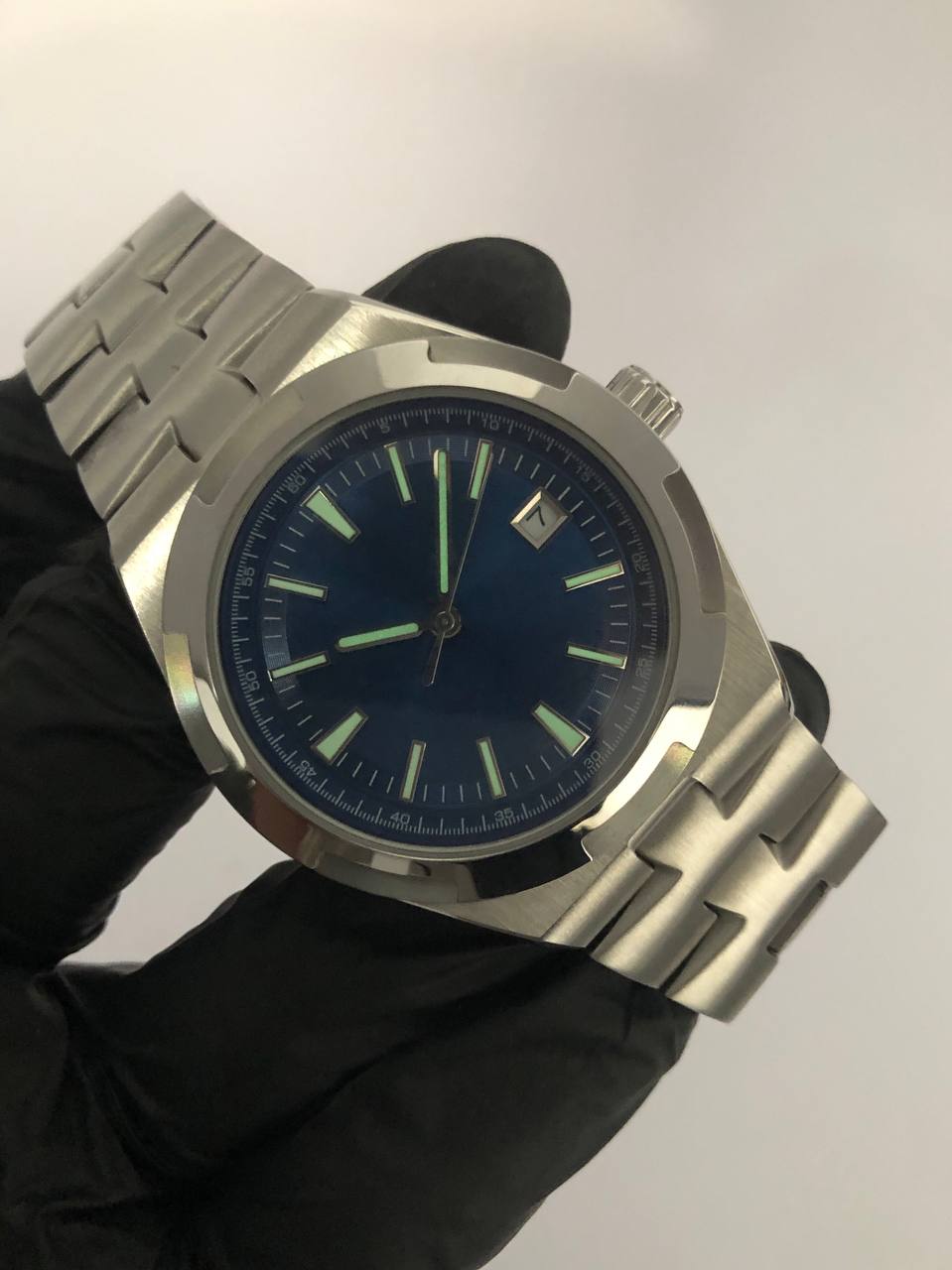 MOD ALL STEEL AUTOMATIC BLUE SUNBURST DIAL INTEGRATED BRACELET - Gambar 5