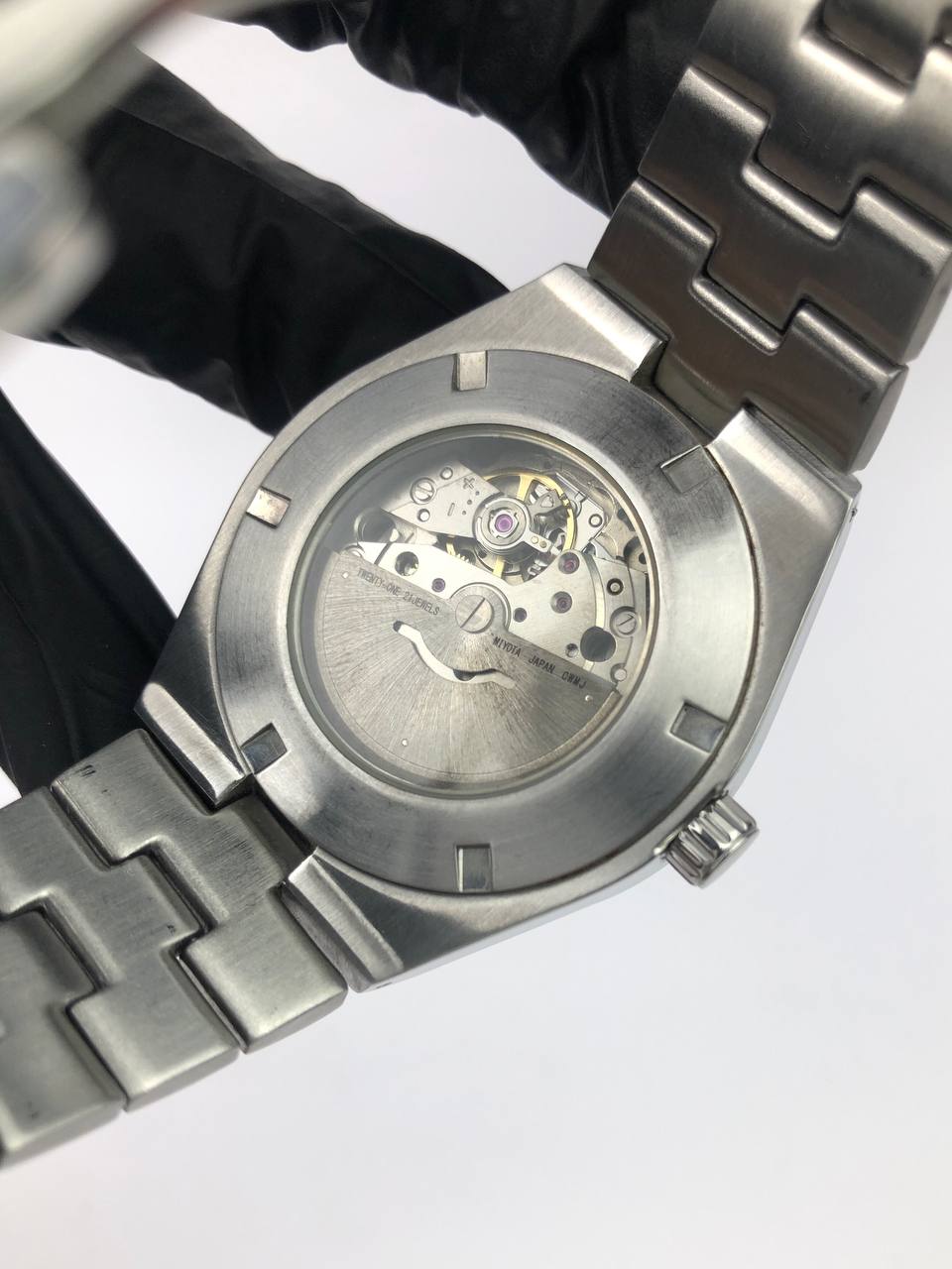 MOD ALL STEEL AUTOMATIC BLUE SUNBURST DIAL INTEGRATED BRACELET - Gambar 8