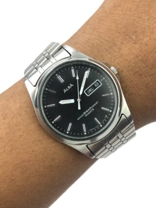 ALBA NUMERIK FULL STEEL DAYDATE BLACK DIAL ALL ORI
