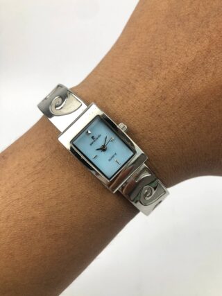 PIERRE CARDIN TANK BLUE SEA DIAL WAVE LINK BRACELET