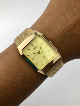 CITIZEN CRYSTON QUARTZ TEXTURE DIAL SQUARE CASE