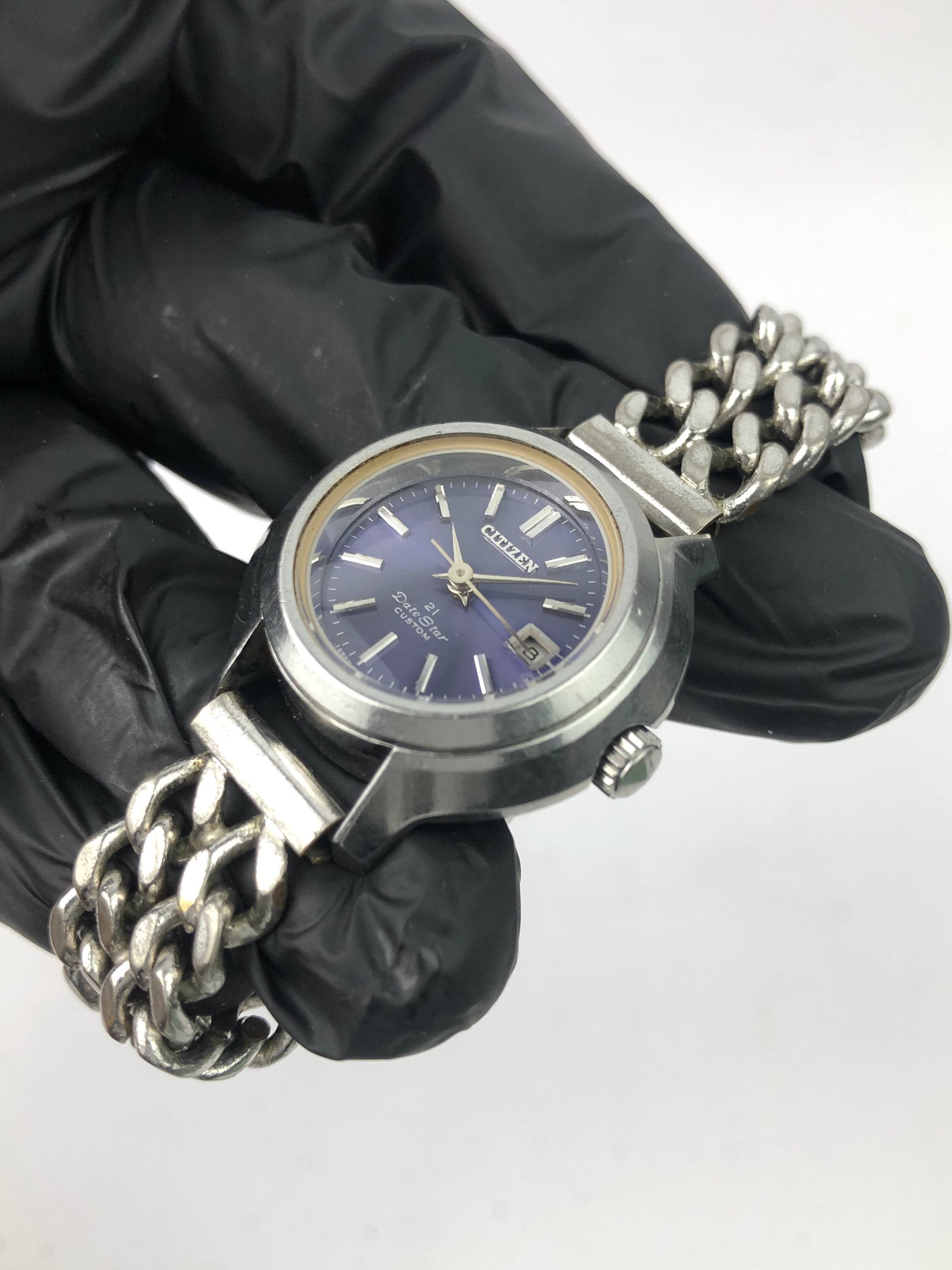 VINTAGE CITIZEN DATESTAR BLUE DIAL - Gambar 3