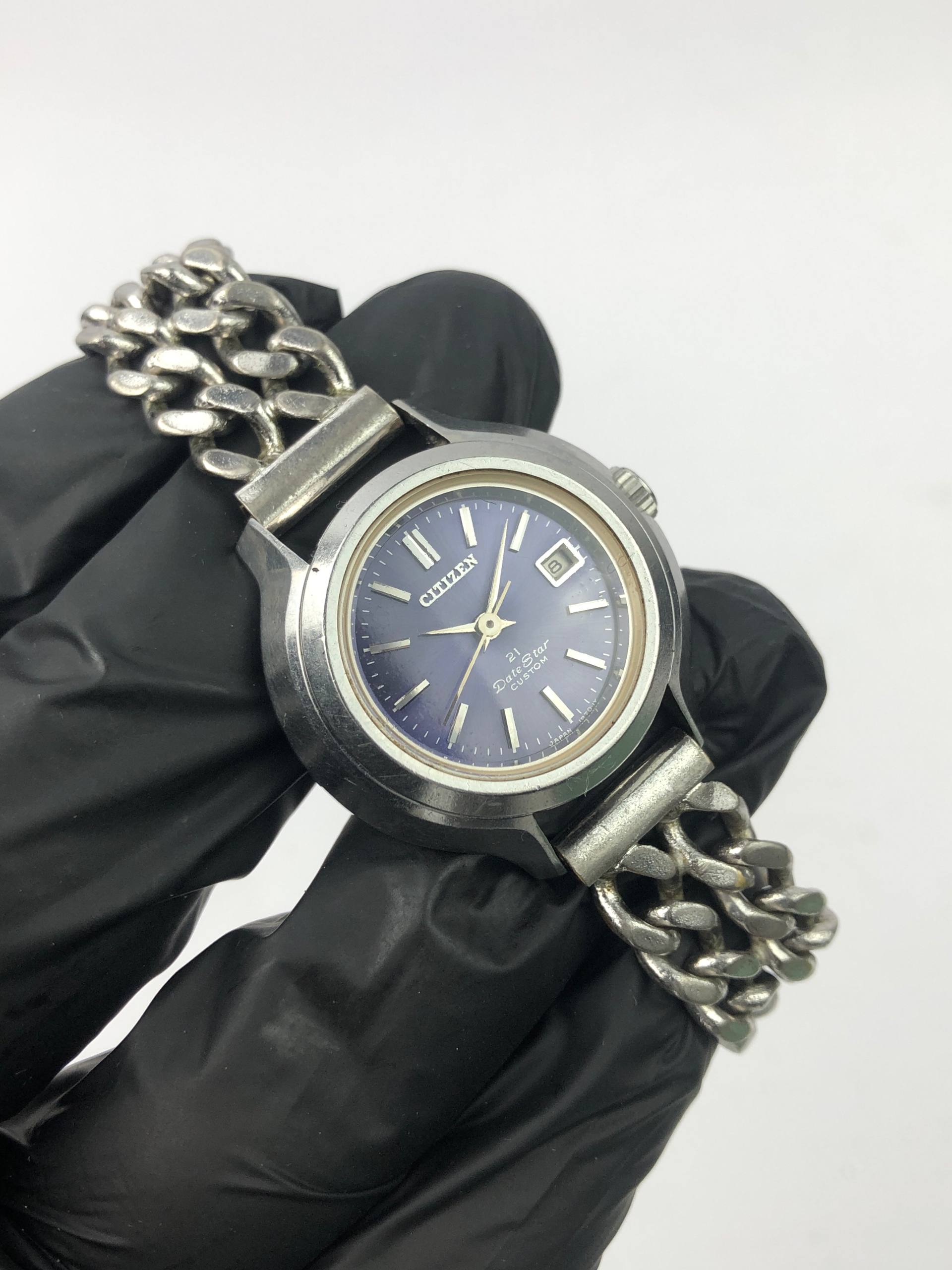 VINTAGE CITIZEN DATESTAR BLUE DIAL - Gambar 4