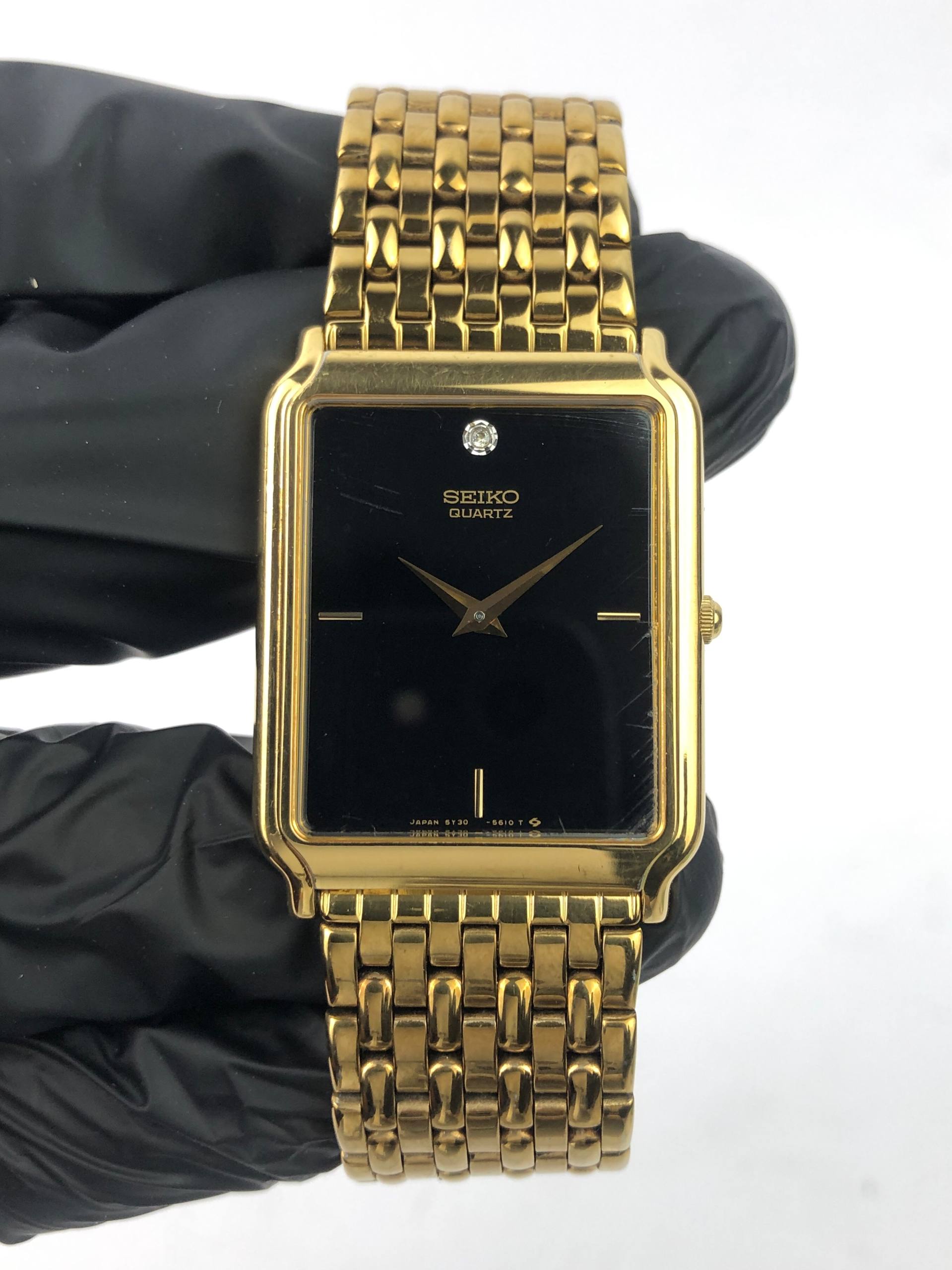 SEIKO TANK QUARTZ MAN BLACK DIAL ALL ORIGINAL - Gambar 2