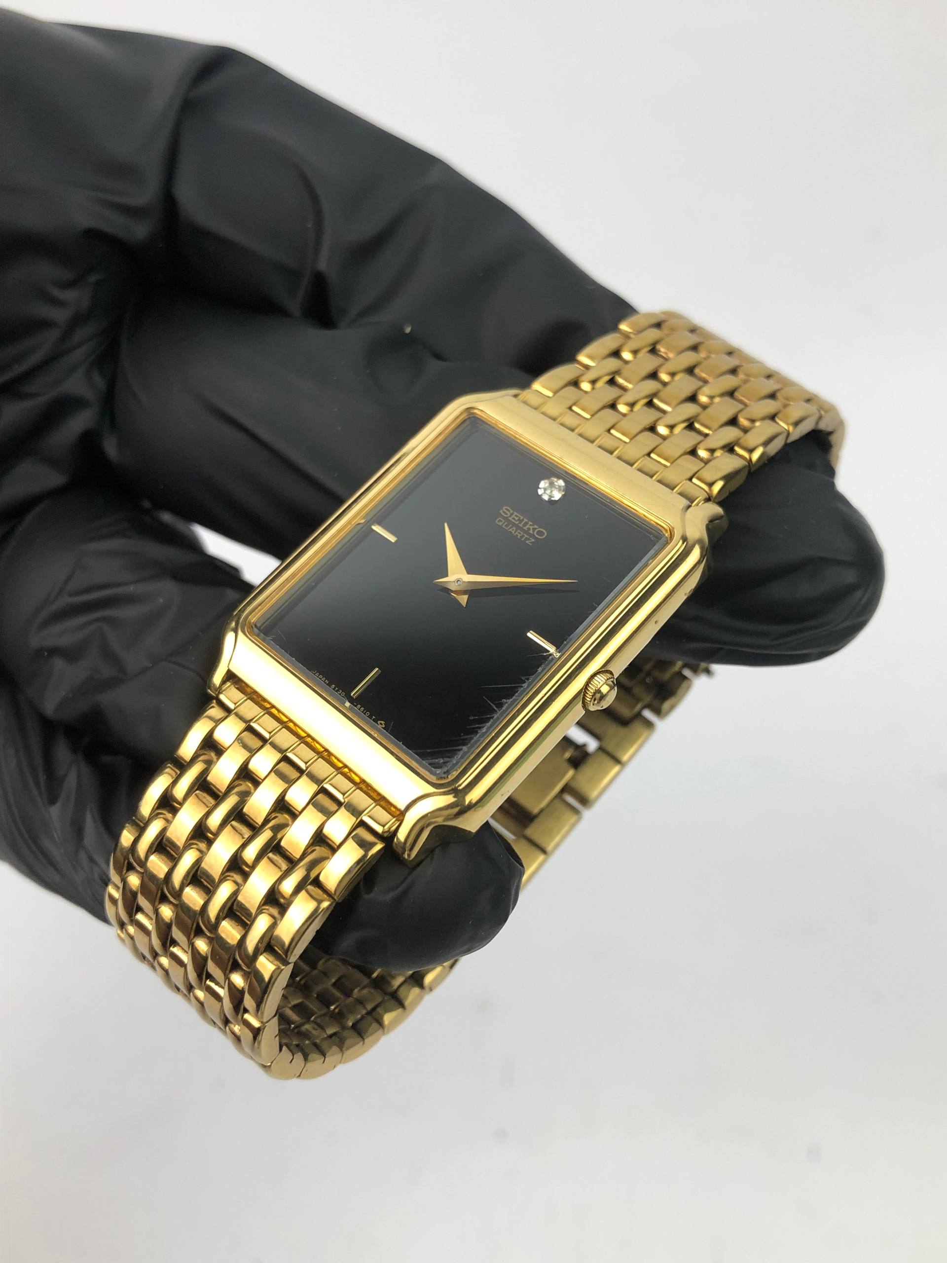 SEIKO TANK QUARTZ MAN BLACK DIAL ALL ORIGINAL - Gambar 3