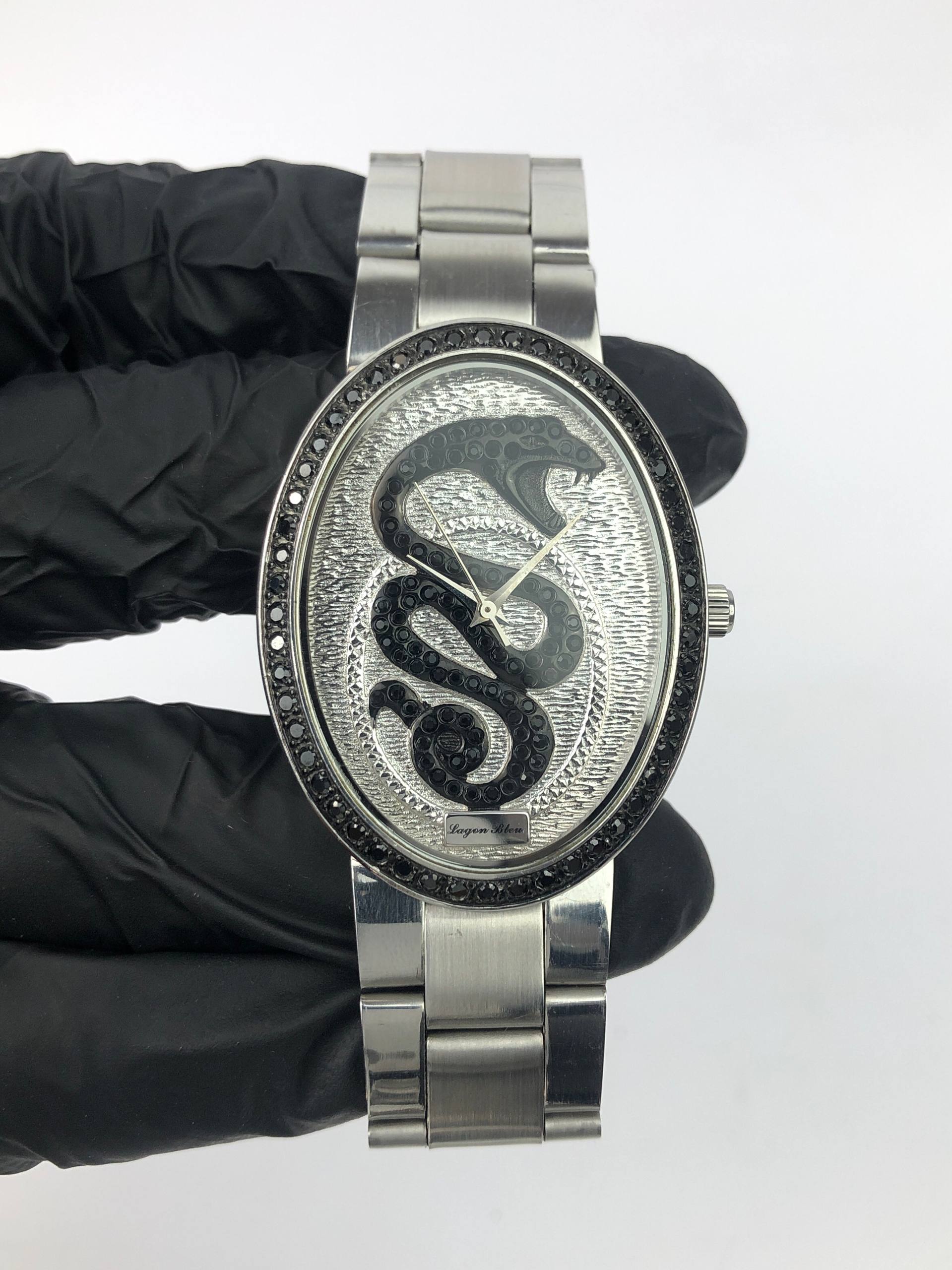 LAGON BLEU MOTIF BEZEL TABUR BATU DENGAN DIAL NAGA - Gambar 2