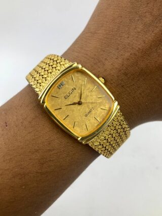 SWISS ELGIN QUARTZ PRIA SNOWFLAKE TEXTURE DIAL