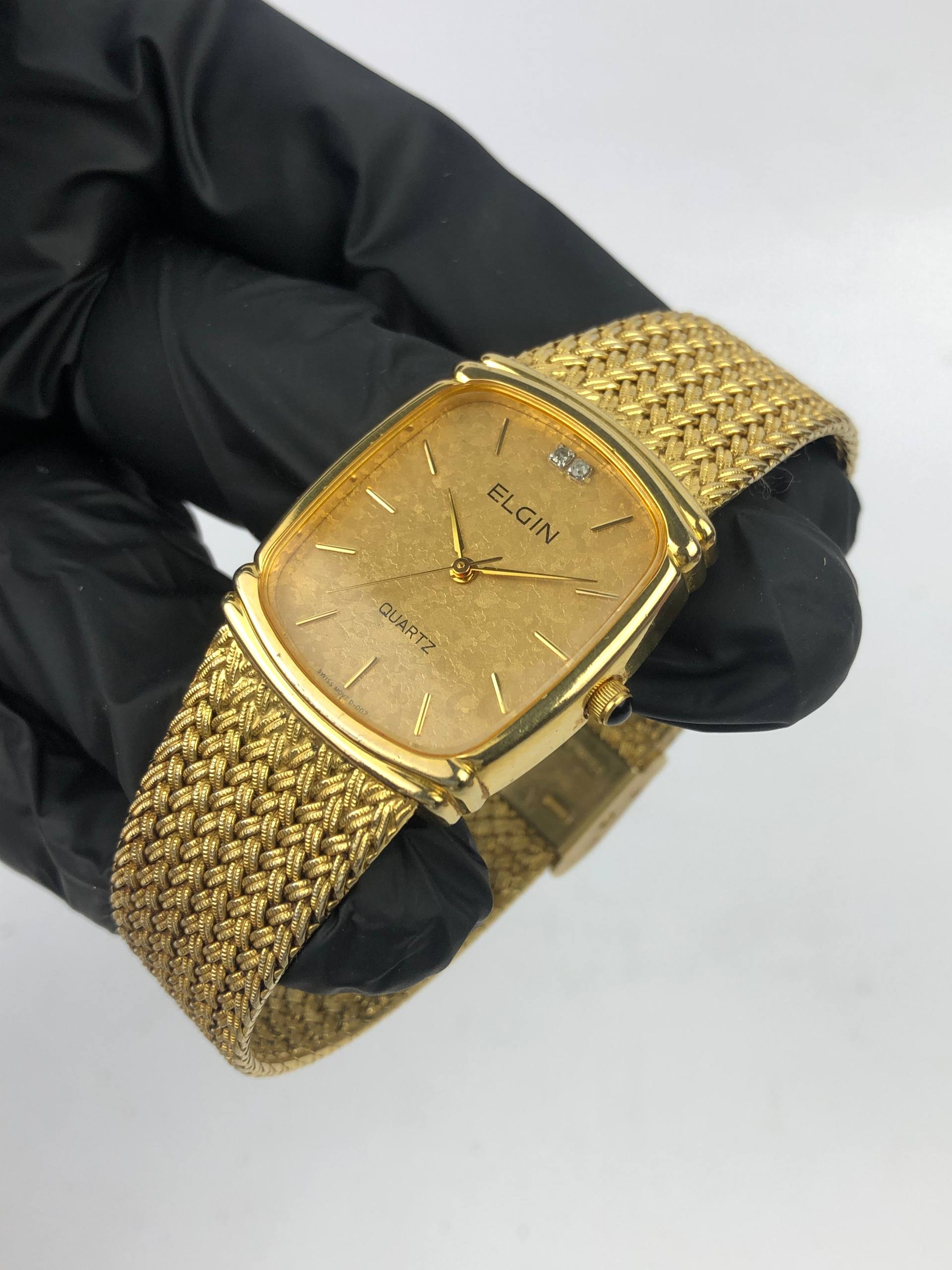 SWISS ELGIN QUARTZ PRIA SNOWFLAKE TEXTURE DIAL - Gambar 3