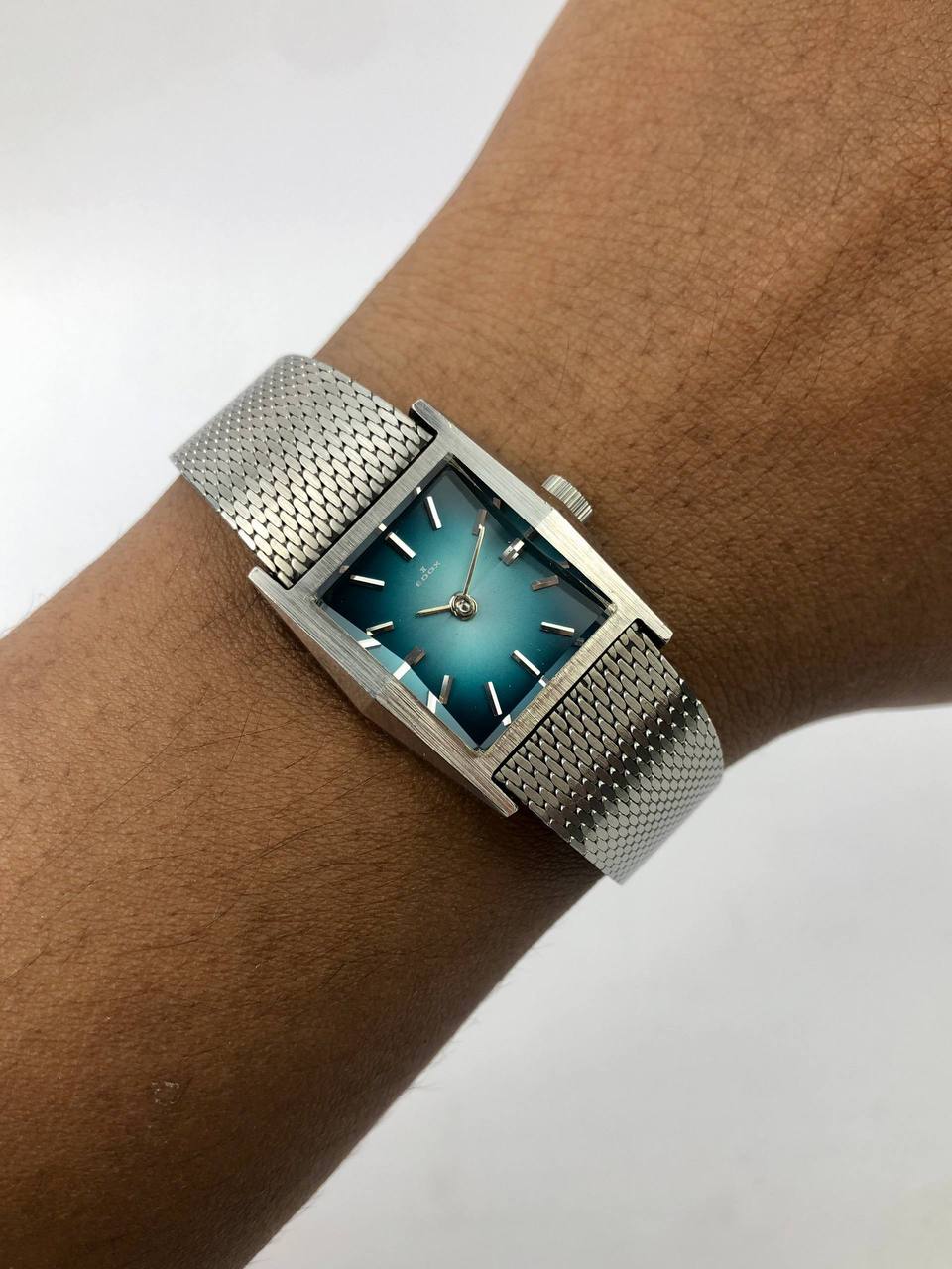 SWISSMADE EDOX BLUE SUNBURST DIAL TANK ALL ORIGINAL