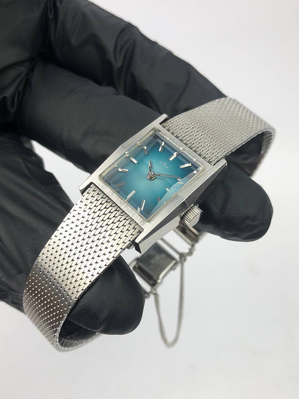 SWISSMADE EDOX BLUE SUNBURST DIAL TANK ALL ORIGINAL - Gambar 3