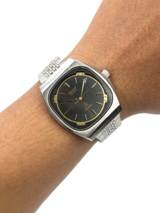JDM SEIKO SILVERWAVE CUSHION SHAPE BLACK DIAL DENGAN AKSEN EMAS