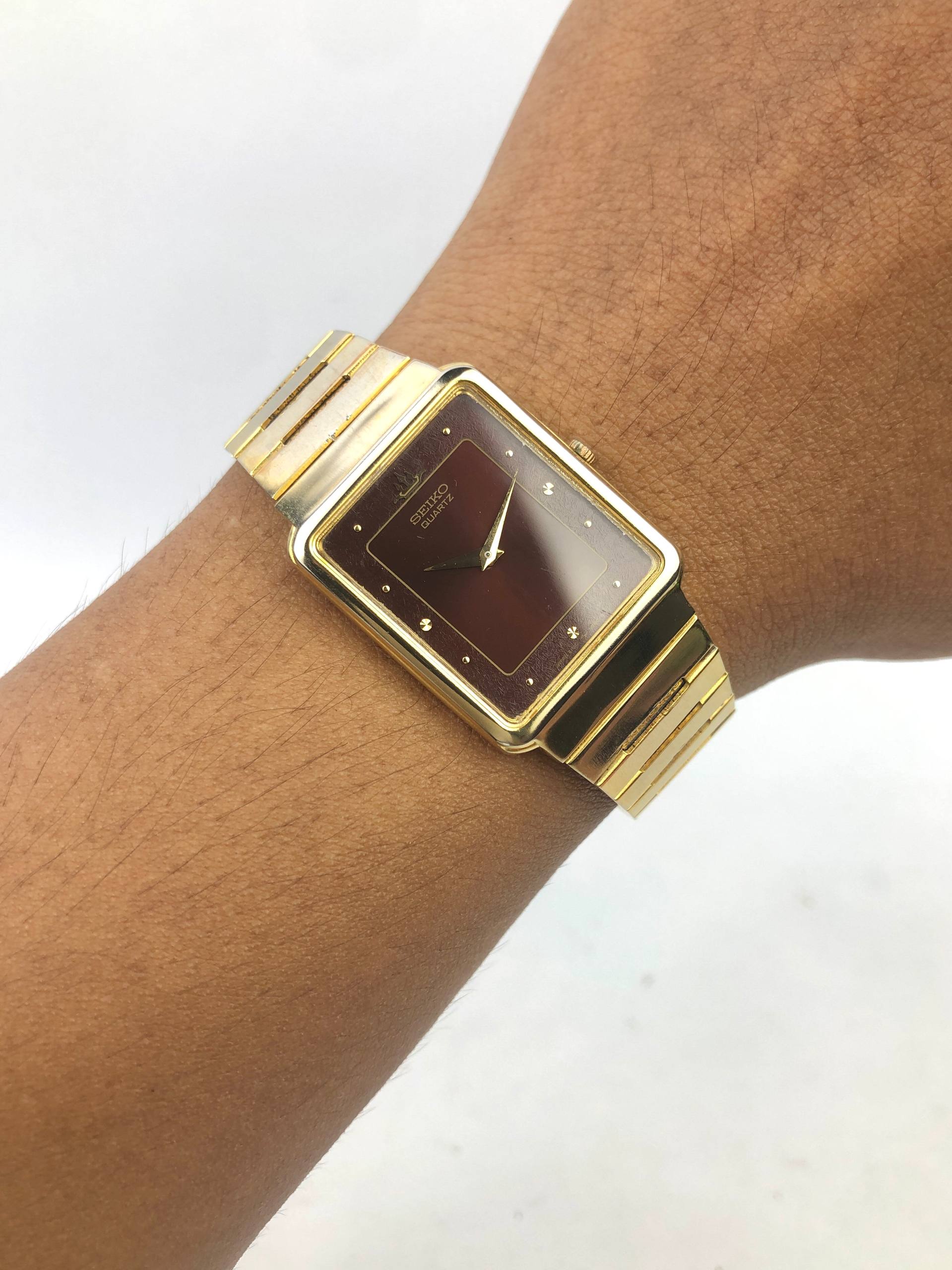 SEIKO GALAXY TANK GOLD MAROON DIAL (RARE DIAL)