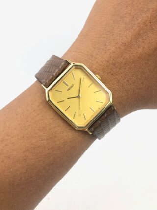 SEIKO QUARTZ OCTAGON HANDMADE LEATHER STRAP