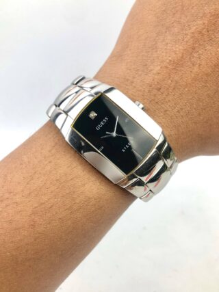 GUESS STEEL LADIES TONNEAU BLACK DIAL