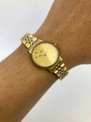 SEIKO QUARTZ LADY FLUTED BEZEL GOLD TONE CASE