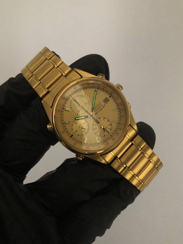 SEIKO ALARM CHRONOGRAPH SWIPE SECOND ALL GOLD TONE CASE - Gambar 5