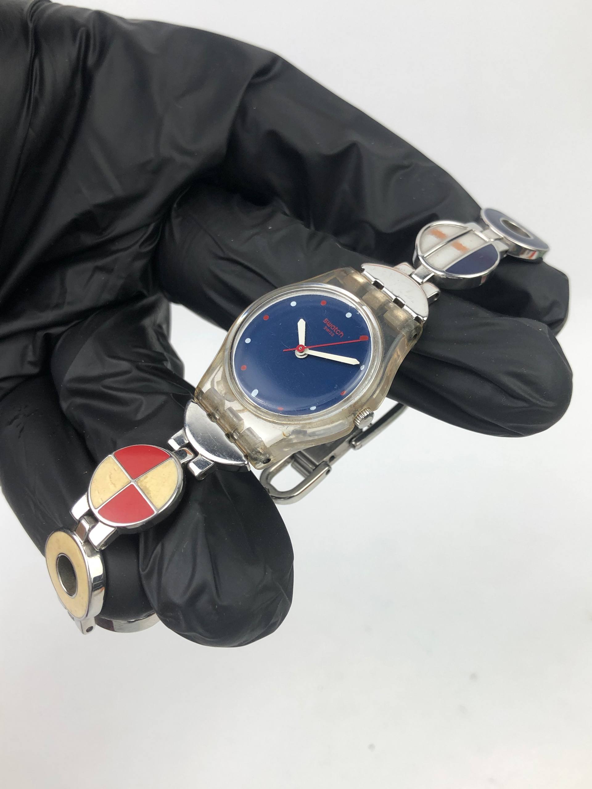 SWATCH POP SWISS LADIES BLUE DIAL - Gambar 3