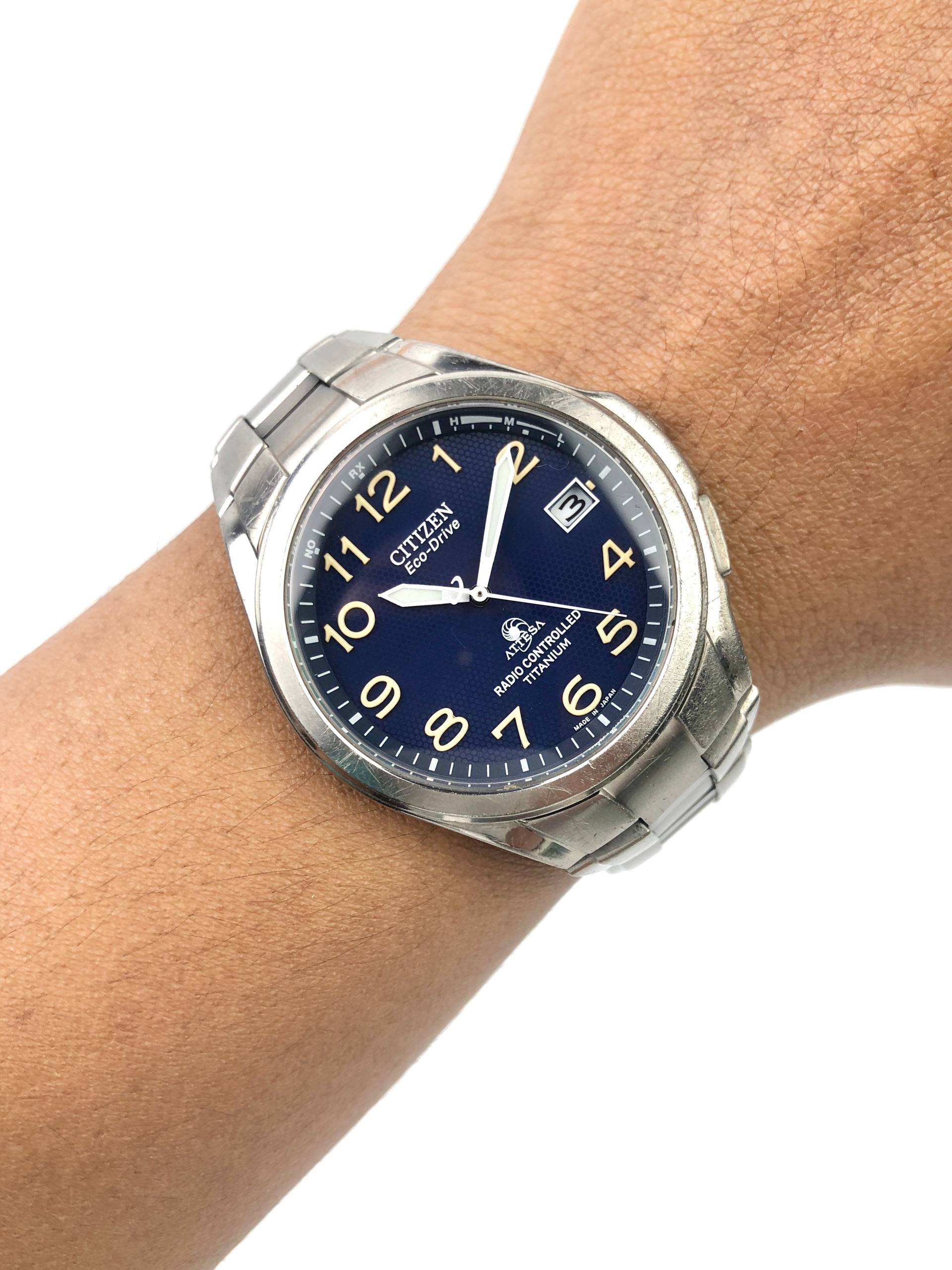 CITIZEN RADIOCONTROLLED ATTESA FULL TITANIUM BLUE DIAL