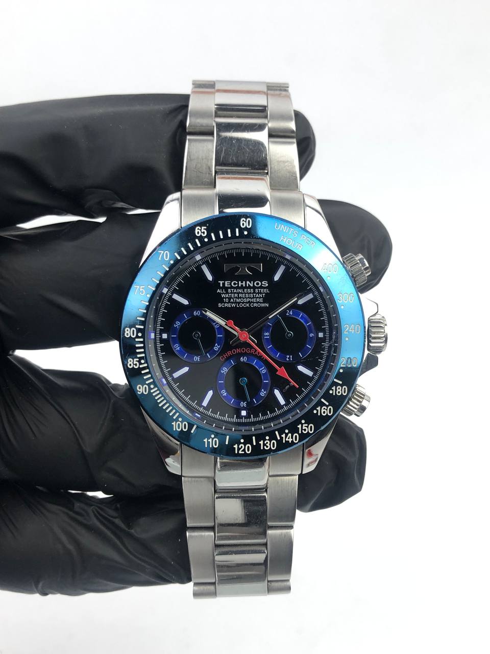 TECHNOS CHRONOGRAPH BLUE DIAL ALL ORIGINAL - Gambar 2