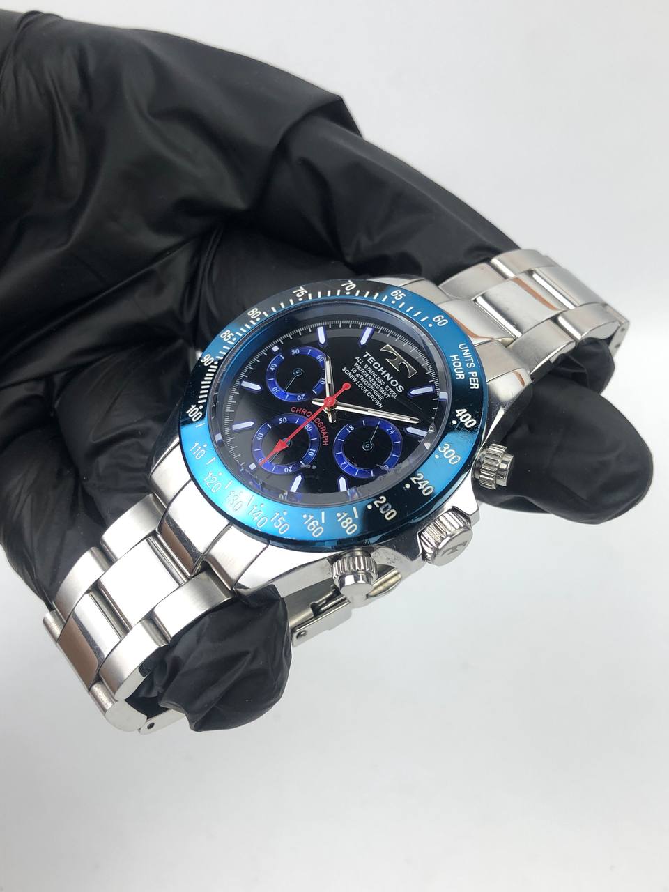 TECHNOS CHRONOGRAPH BLUE DIAL ALL ORIGINAL - Gambar 3