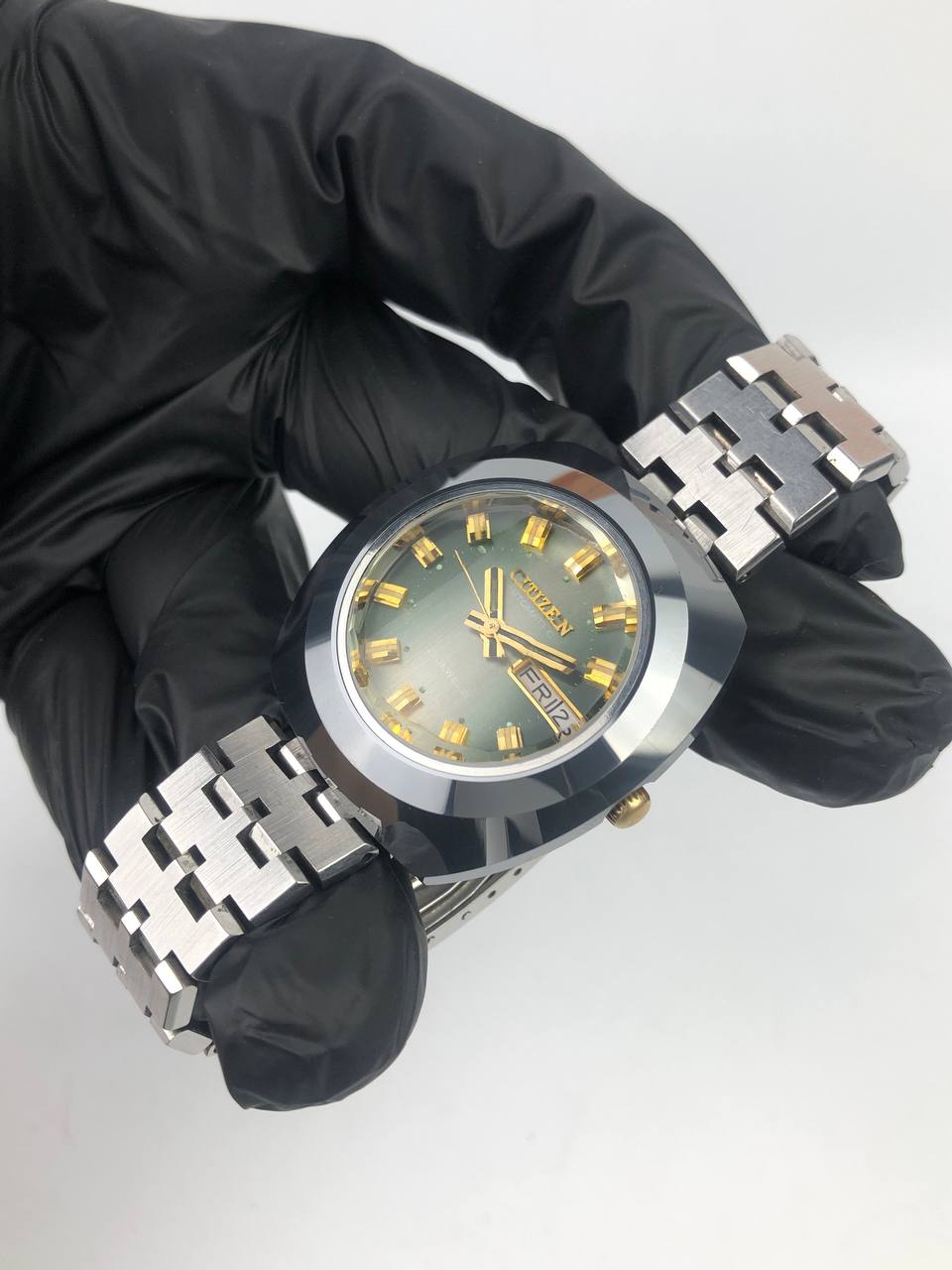 CITIZEN UHA CASE AUTOMATIC GREEN SUNBURST DIAL ALL ORIGINAL - Gambar 3