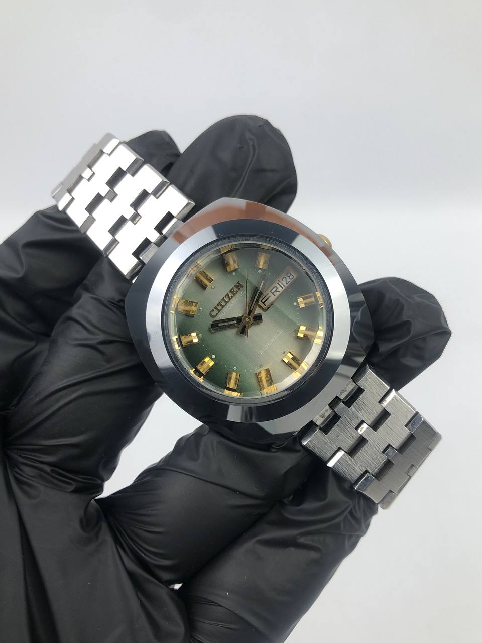 CITIZEN UHA CASE AUTOMATIC GREEN SUNBURST DIAL ALL ORIGINAL - Gambar 4