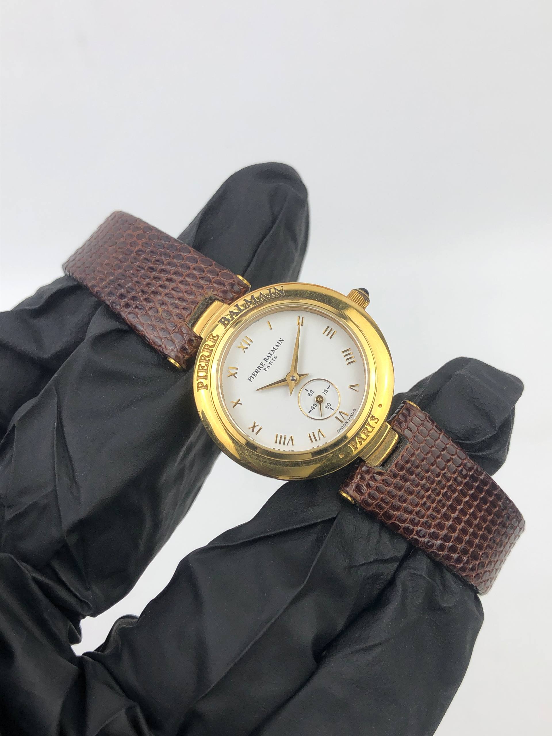 AUTHENTIC SWISSMADE PIERRE BALMAIN PARIS GOLD PLATED SMALL SECOND - Gambar 4