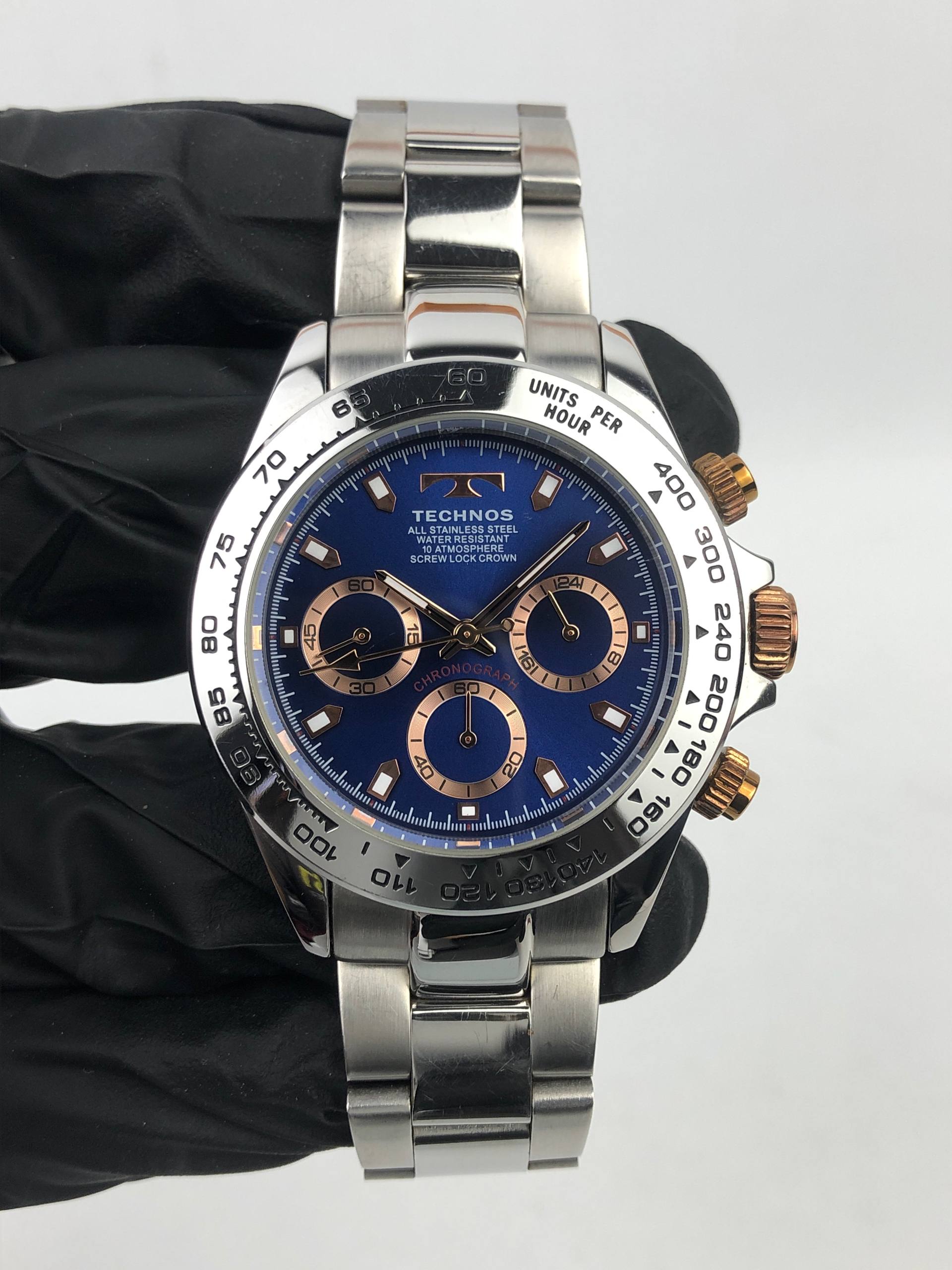 TECHNOS DAYTONA CHRONOGRAPH BLUE DIAL ALL ORIGINAL - Gambar 2