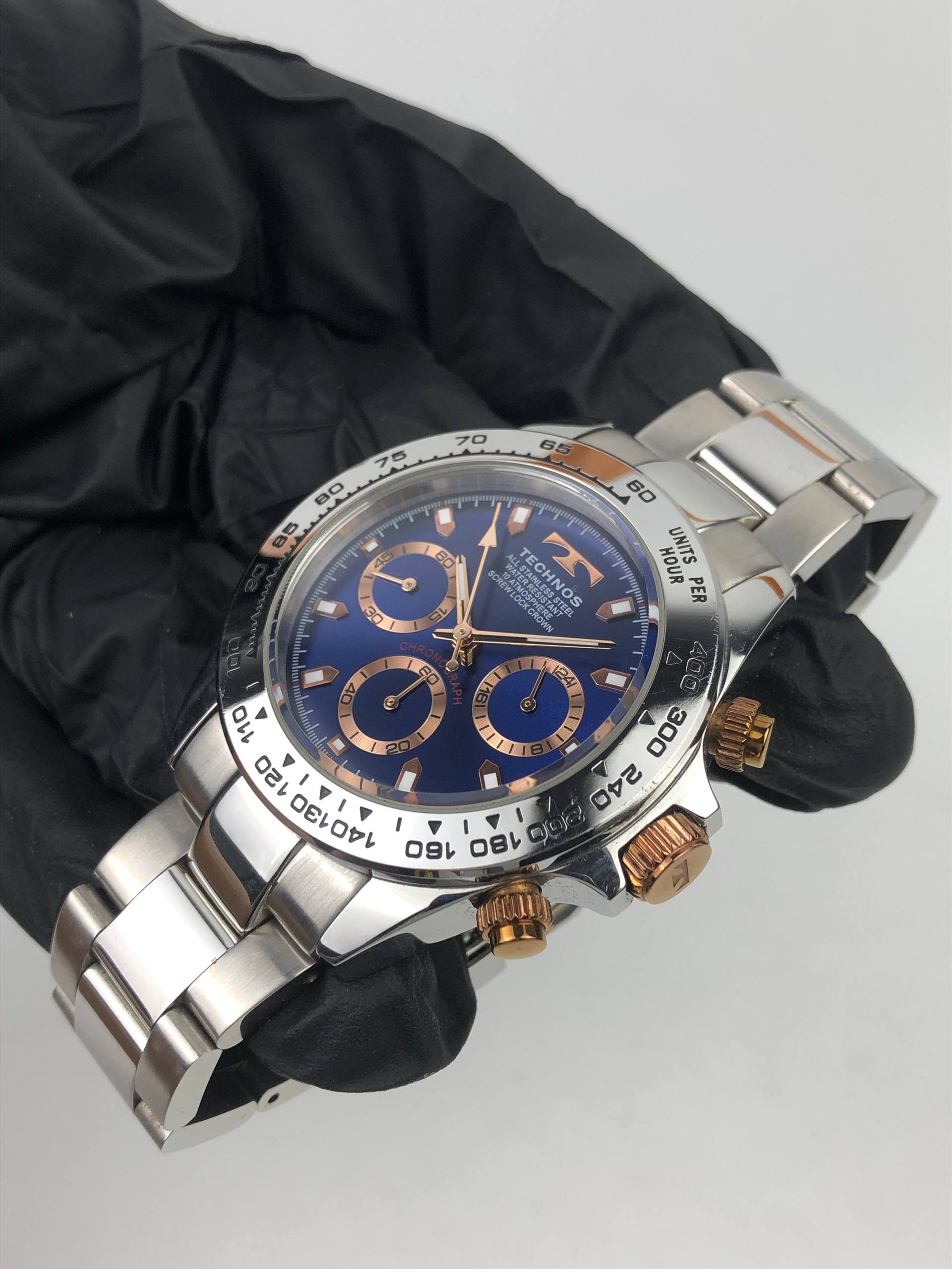 TECHNOS DAYTONA CHRONOGRAPH BLUE DIAL ALL ORIGINAL - Gambar 3