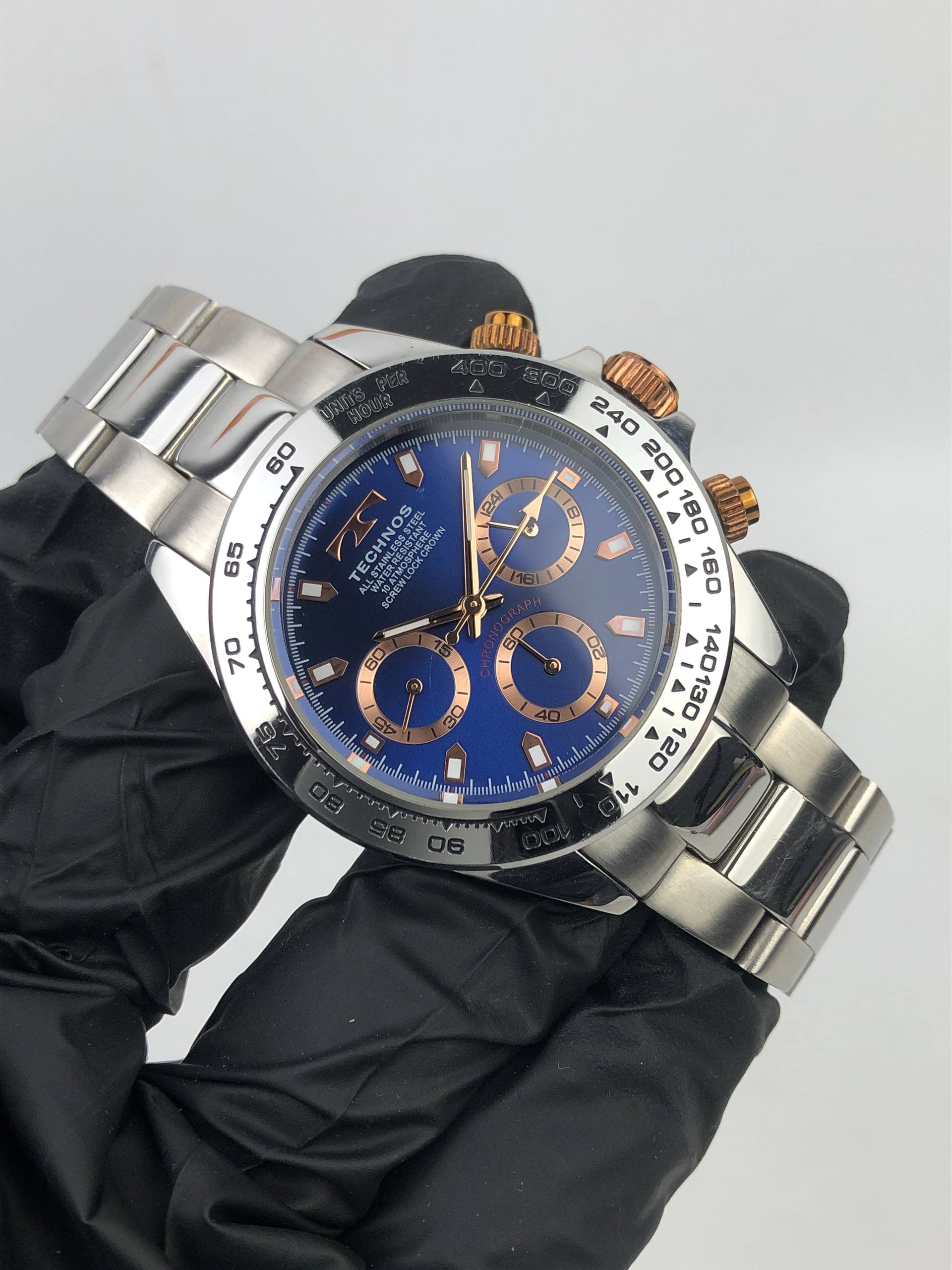 TECHNOS DAYTONA CHRONOGRAPH BLUE DIAL ALL ORIGINAL - Gambar 4