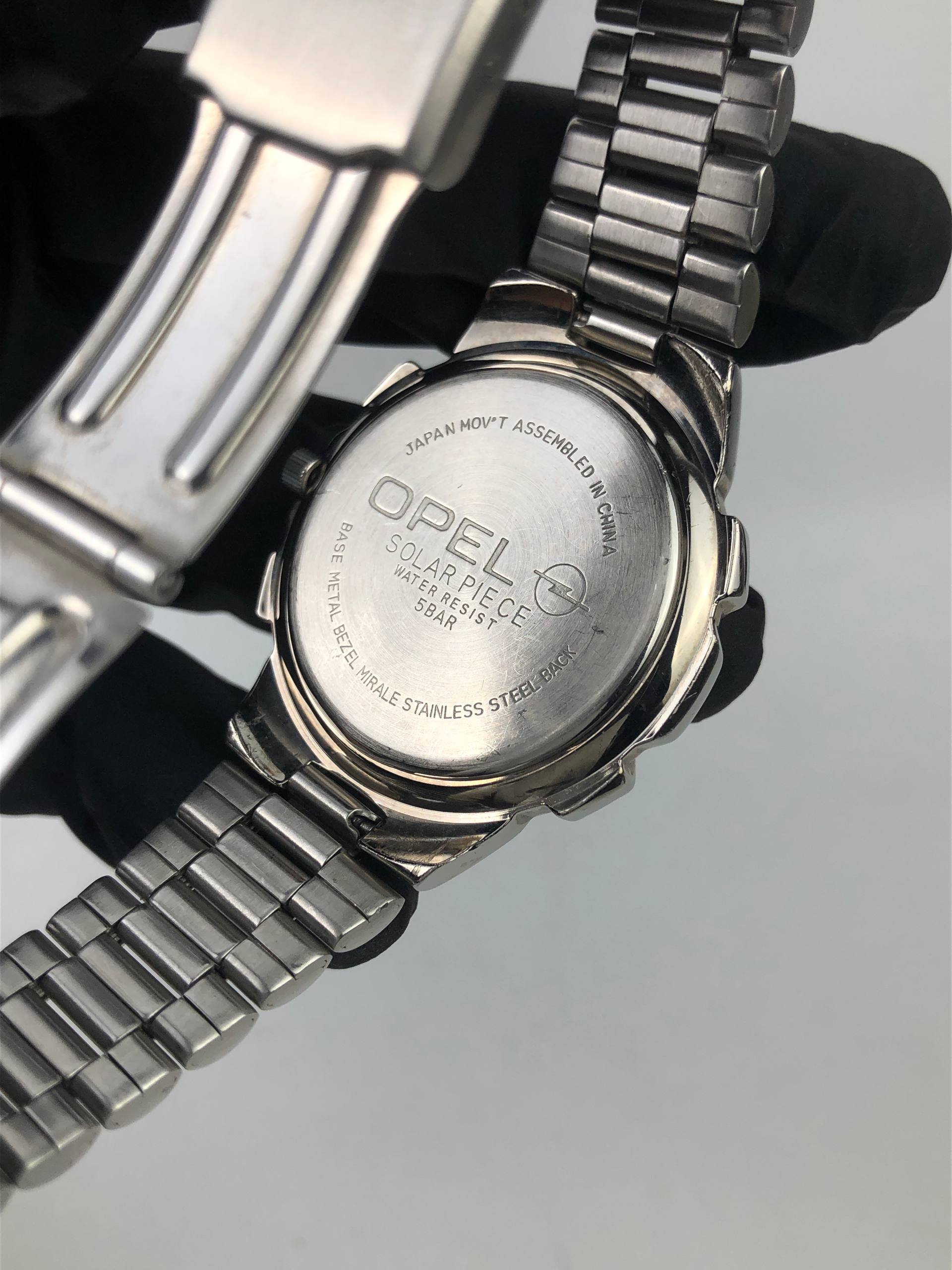 OPEL SOLAR PIECE SOLAR QUARTZ STAINLESS STEEL SILVER TEXTURED DIAL 5 BAR SPORT WATCH ORIGINAL - Gambar 7
