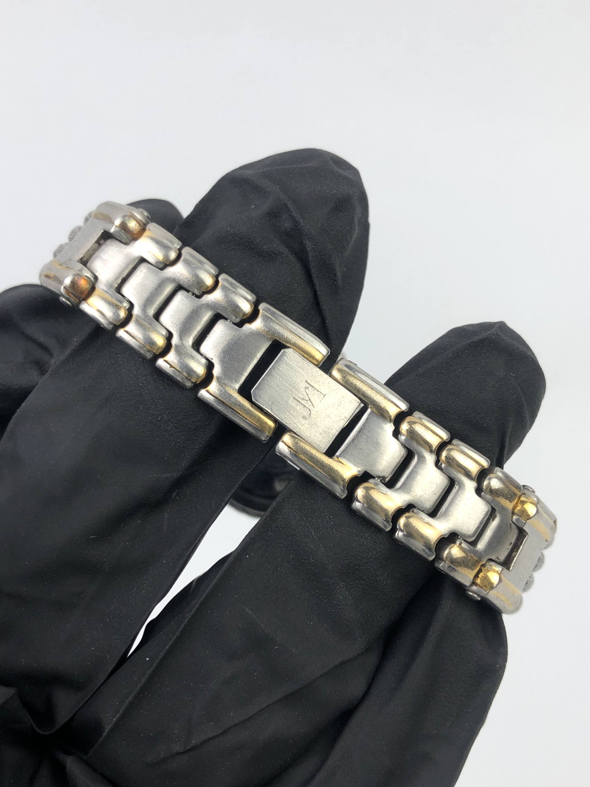 JEAN MAURICE PARIS LADIES TWO TONE ROMAN DIAL CABLE BRACELET DATE - Gambar 7