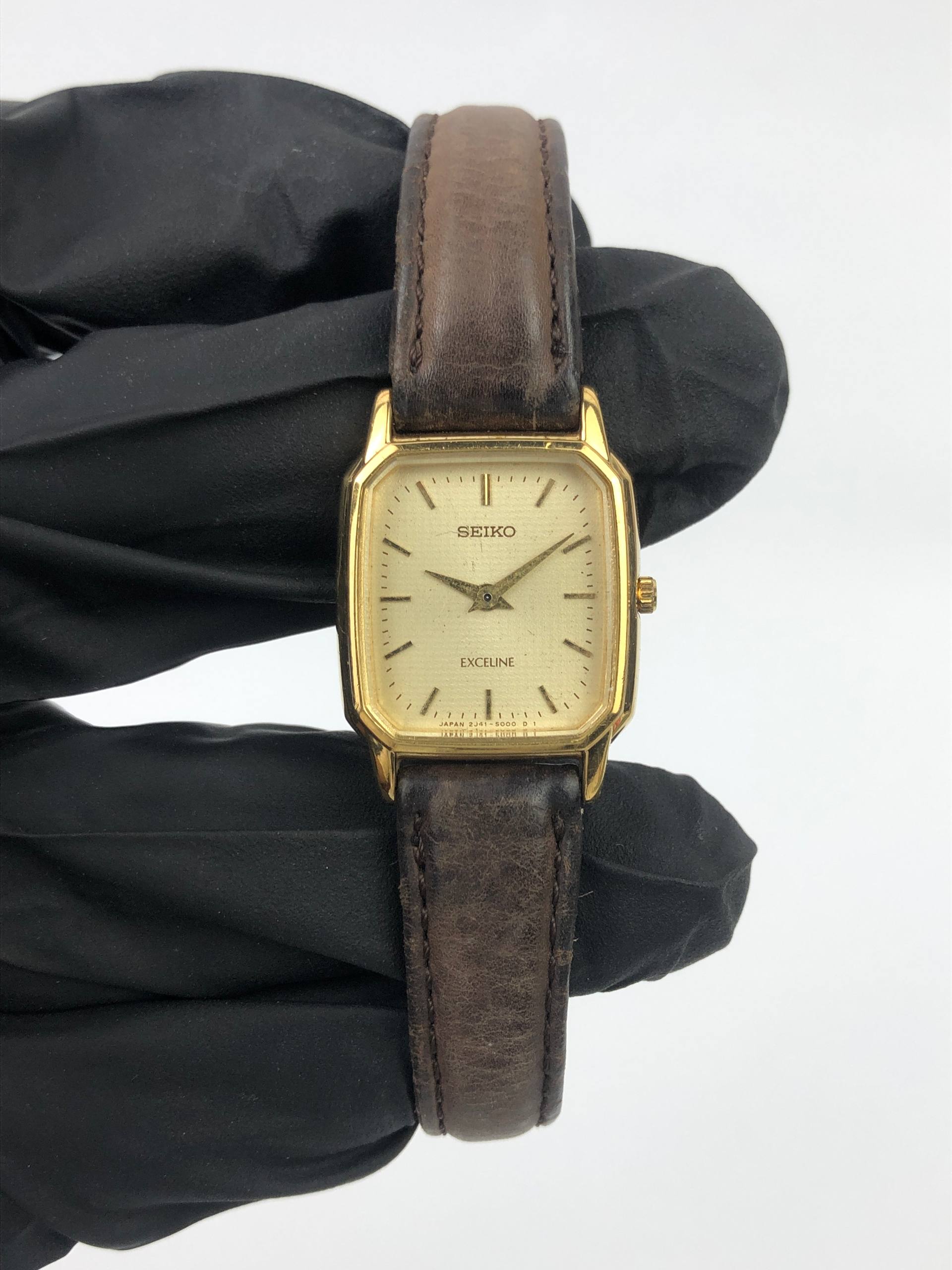 SEIKO EXCELINE QUARTZ CAL 2J41 GOLD DIAL OCTAGON LADIES DRESS WATCH JAPAN - Gambar 2