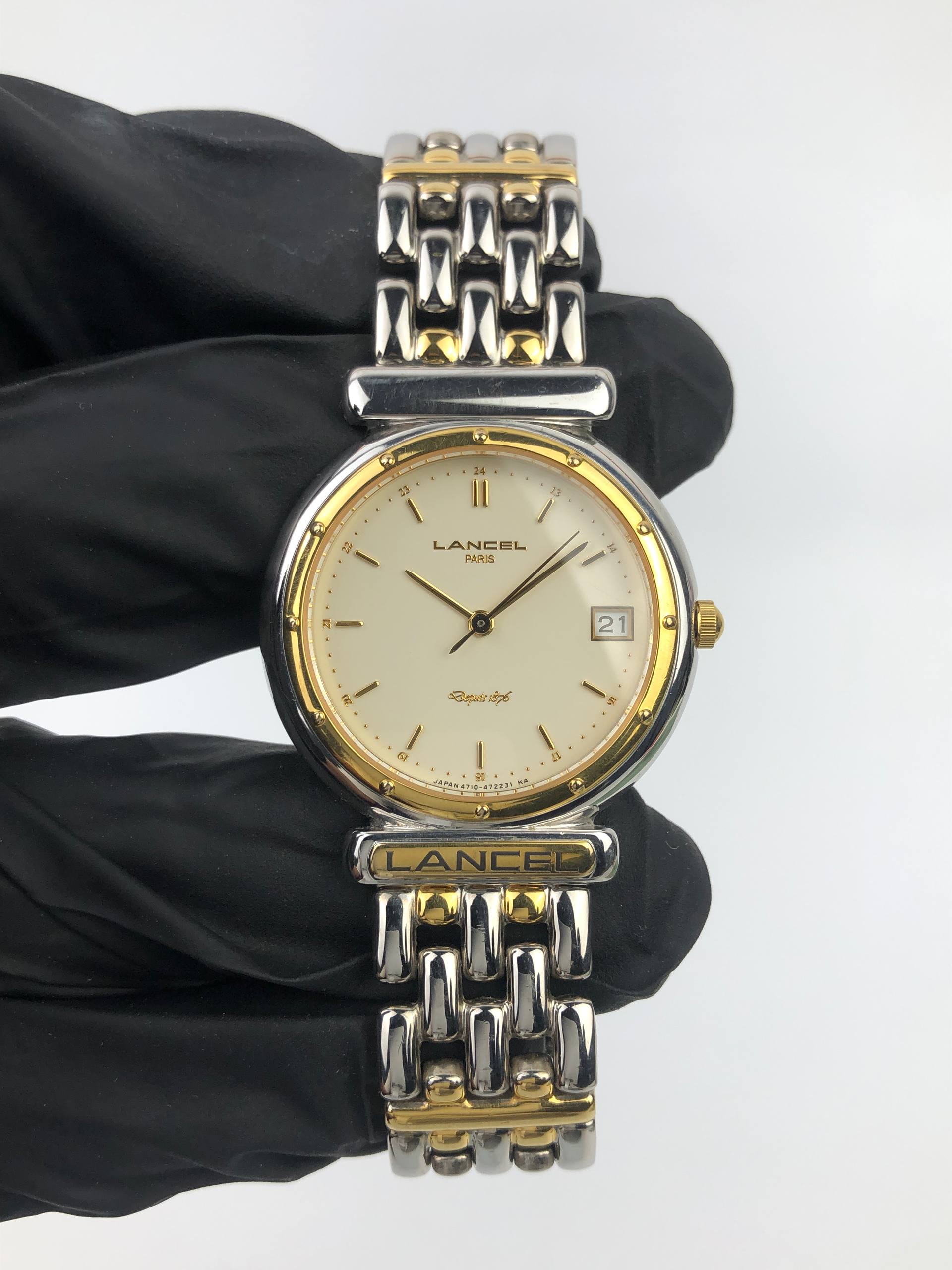 LANCEL PARIS SWISS QUARTZ TWO TONE DATE DRESS WATCH - Gambar 2
