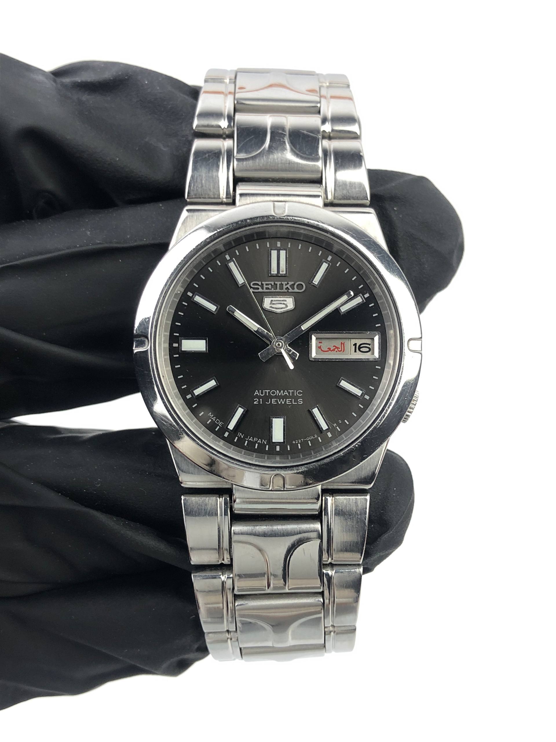 SEIKO 5 AUTOMATIC CAL 4227 21 JEWELS BLACK DIAL DAY DATE JAPAN - Gambar 2