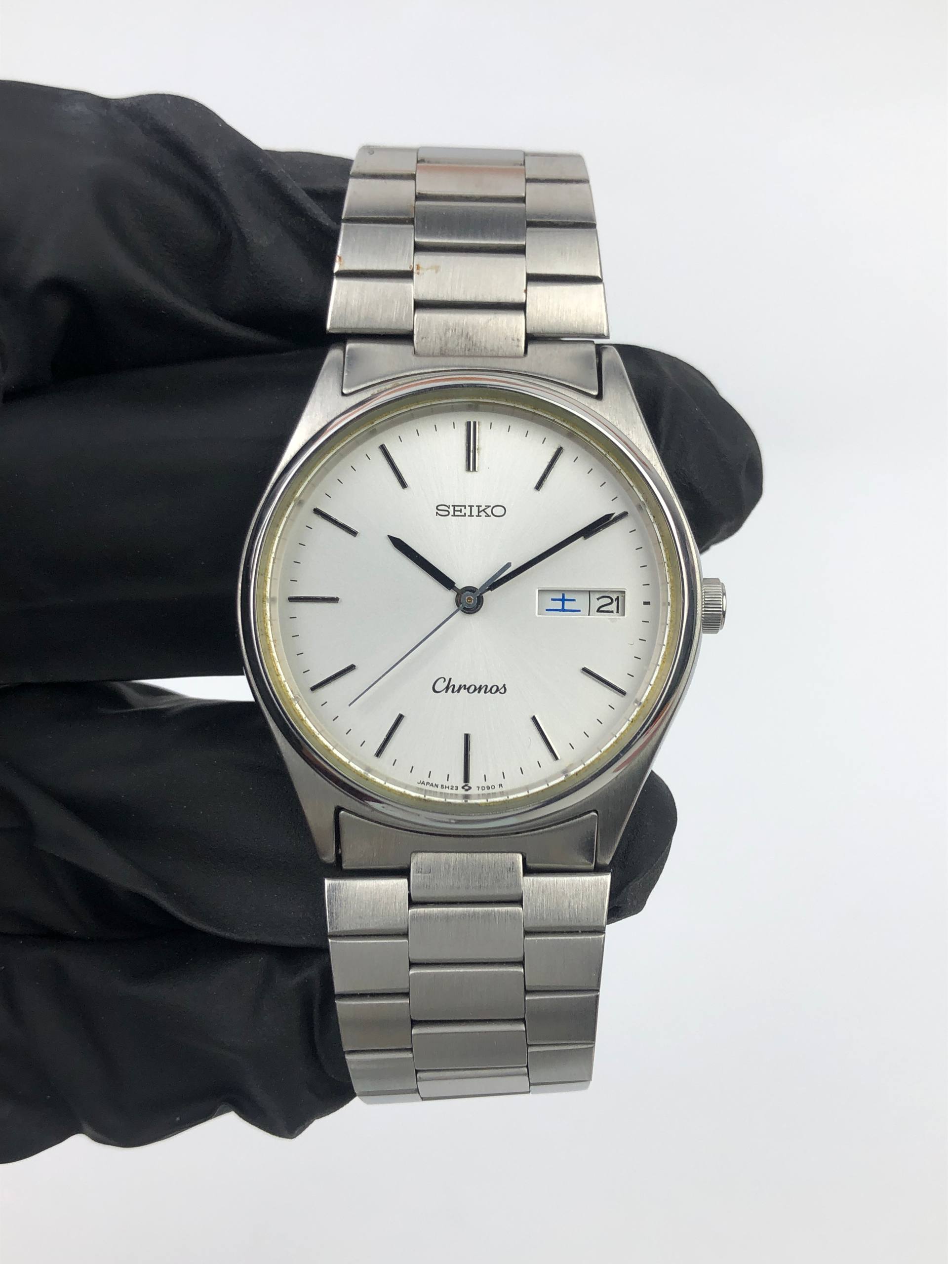 SEIKO CHRONOS CAL 8223 QUARTZ WHITE DIAL DAY DATE JAPAN - Gambar 2