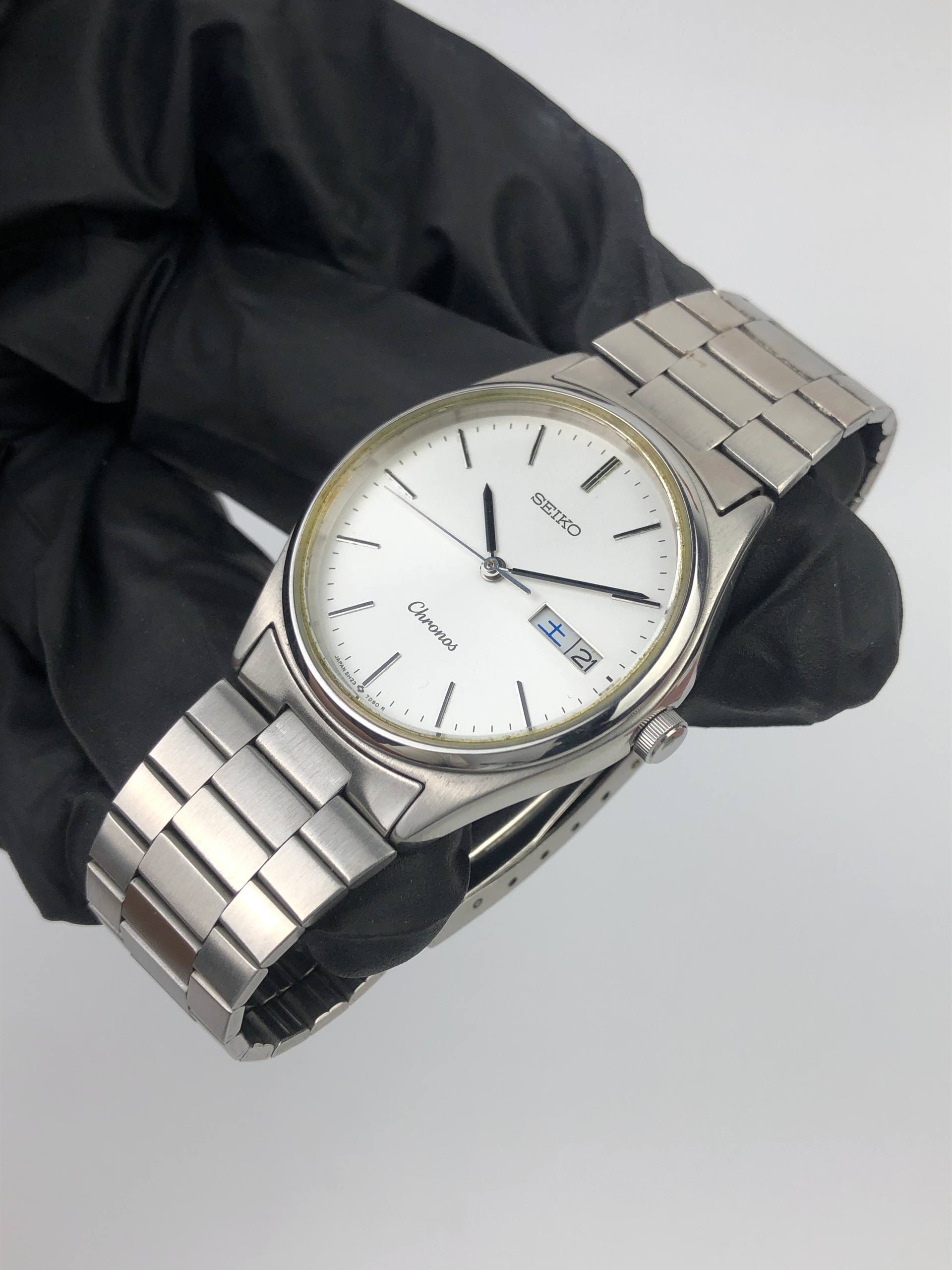 SEIKO CHRONOS CAL 8223 QUARTZ WHITE DIAL DAY DATE JAPAN - Gambar 3