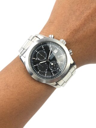 TAKEO KIKUCHI VK63 CHRONOGRAPH BLACK DIAL STAINLESS STEEL JAPAN