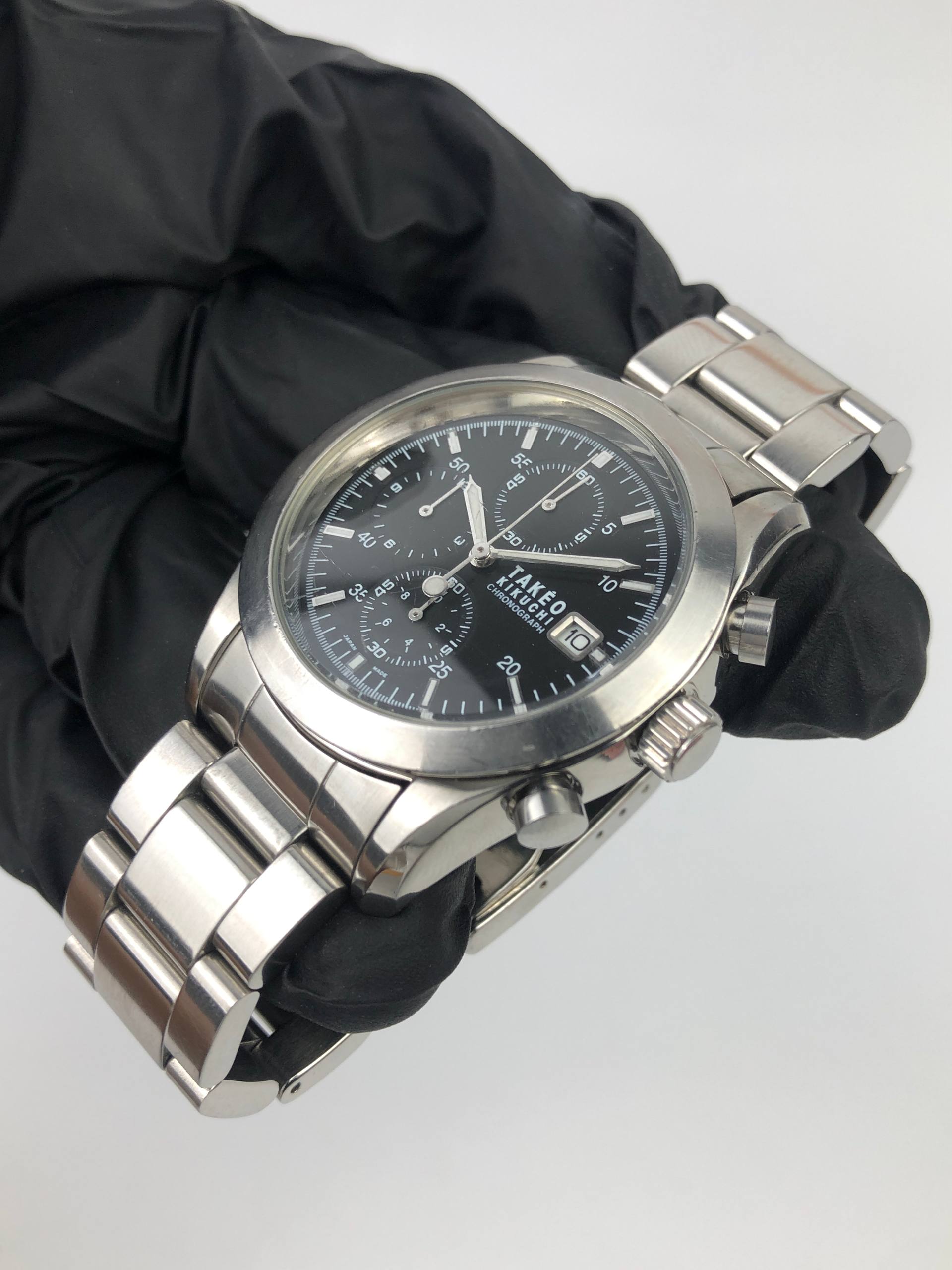 TAKEO KIKUCHI VK63 CHRONOGRAPH BLACK DIAL STAINLESS STEEL JAPAN - Gambar 4