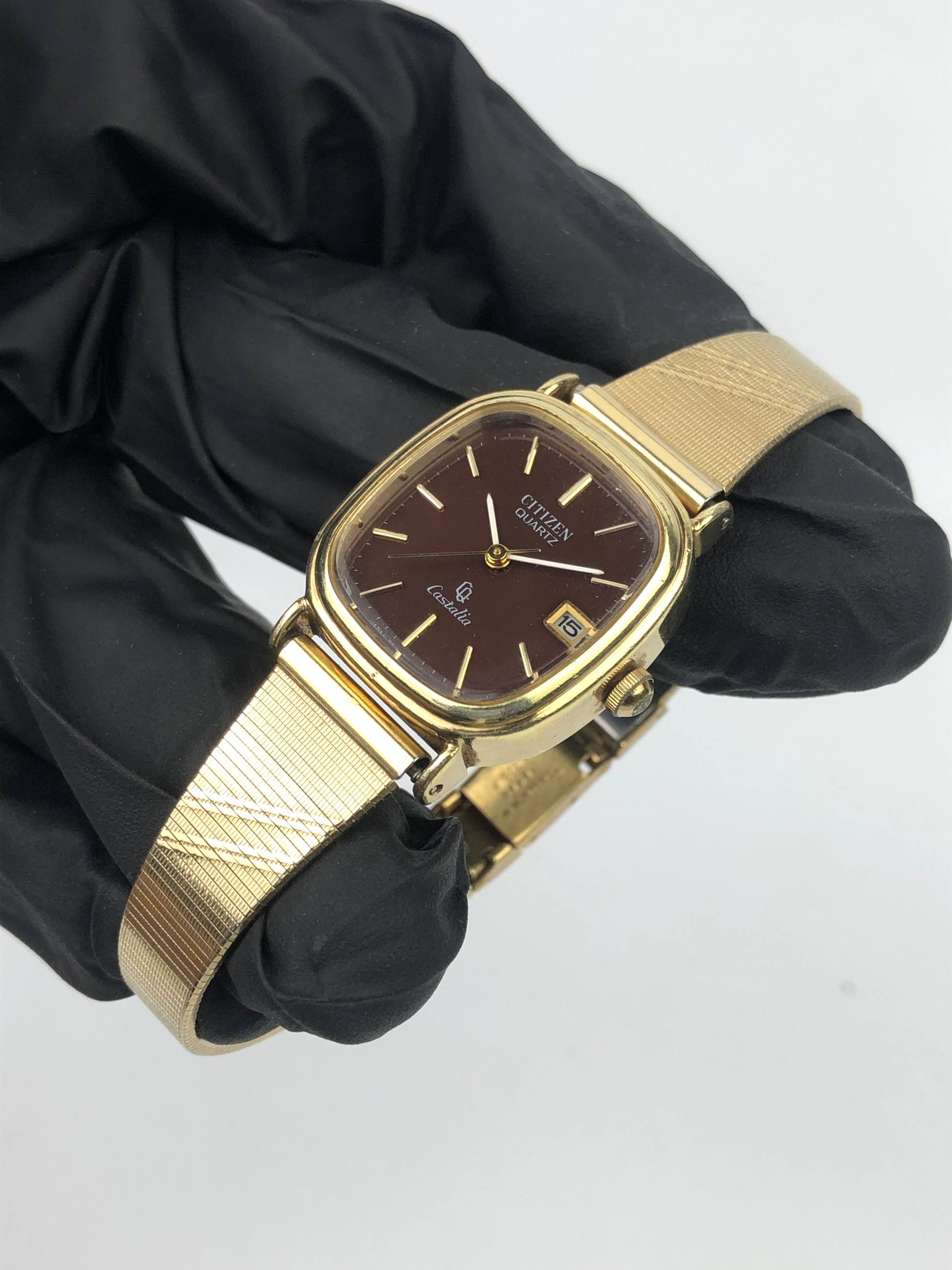 BEAUTIFUL CITIZEN CASTALIA QUARTZ DATE BROWN DIAL - Gambar 2