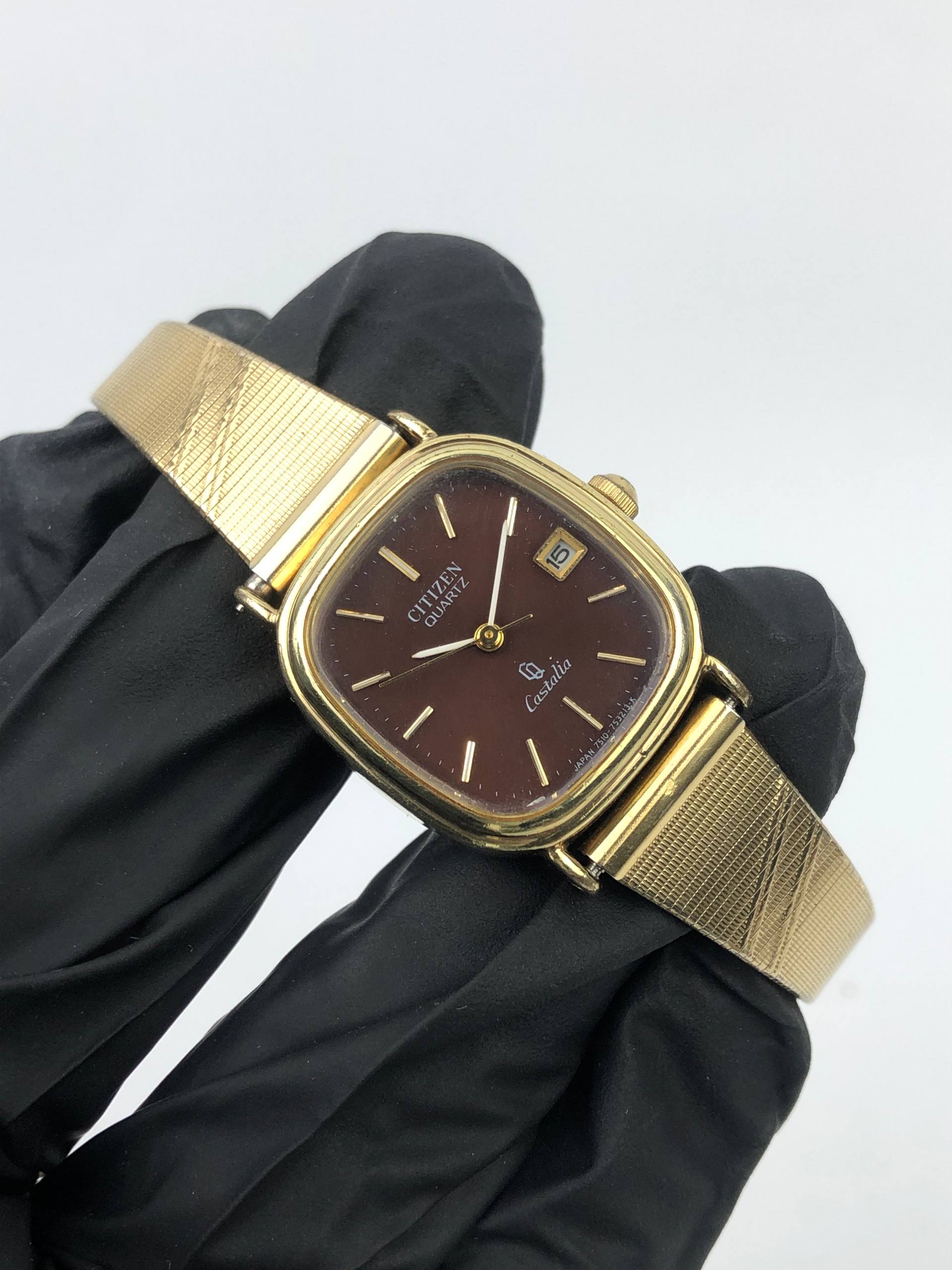 BEAUTIFUL CITIZEN CASTALIA QUARTZ DATE BROWN DIAL - Gambar 4