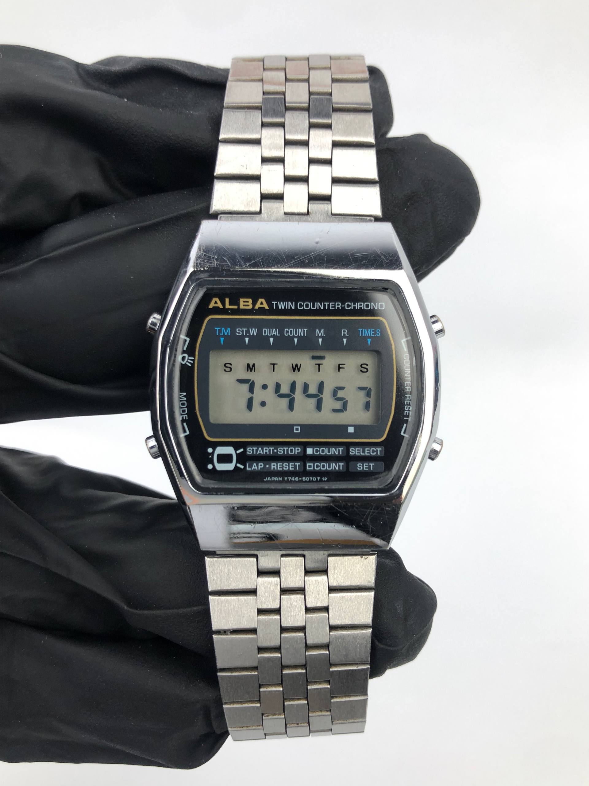 ALBA TWINCOUNTER CHRONO VINTAGE FULL STEEL ALL ORIGINAL - Gambar 2