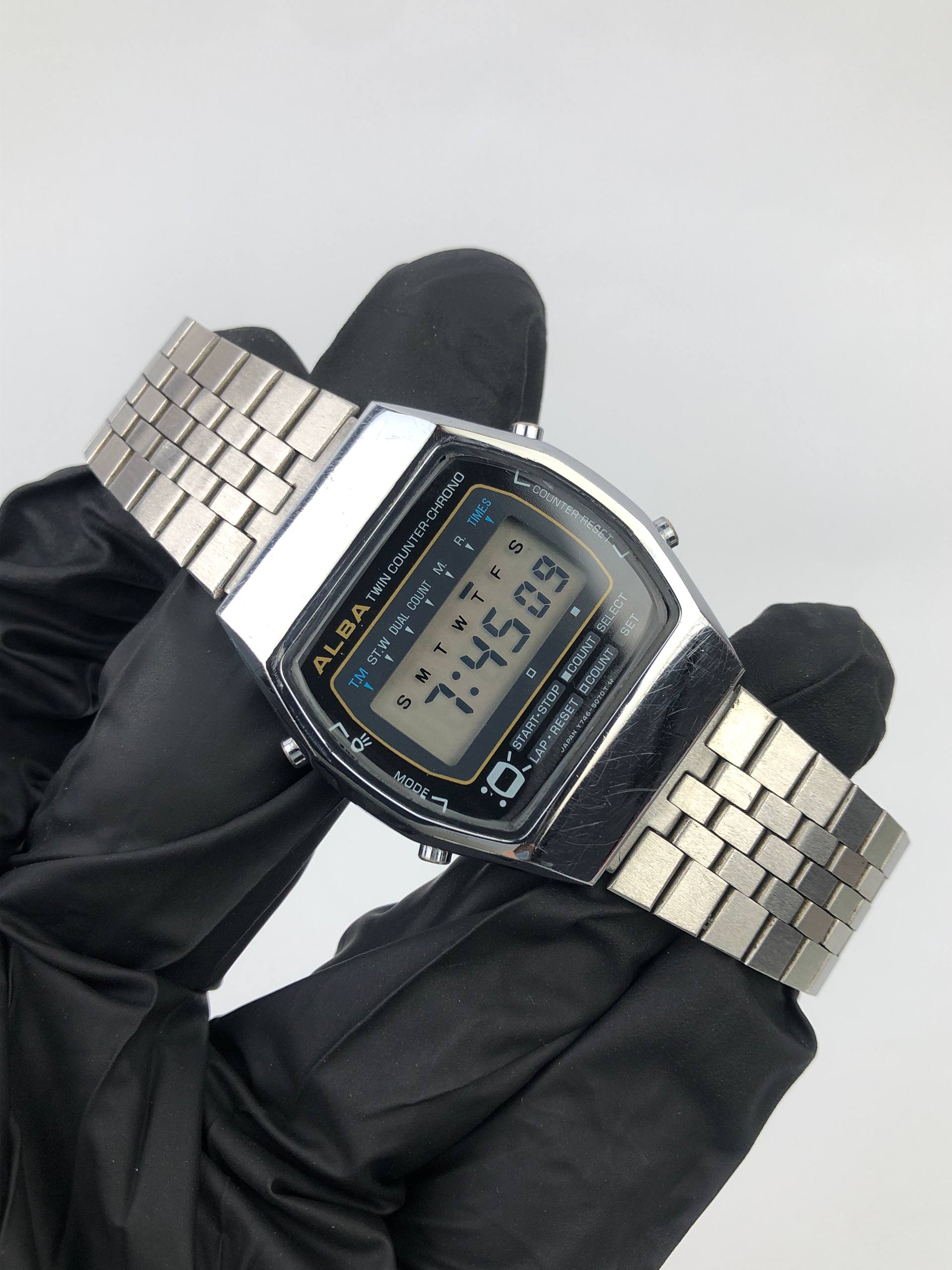 ALBA TWINCOUNTER CHRONO VINTAGE FULL STEEL ALL ORIGINAL - Gambar 4