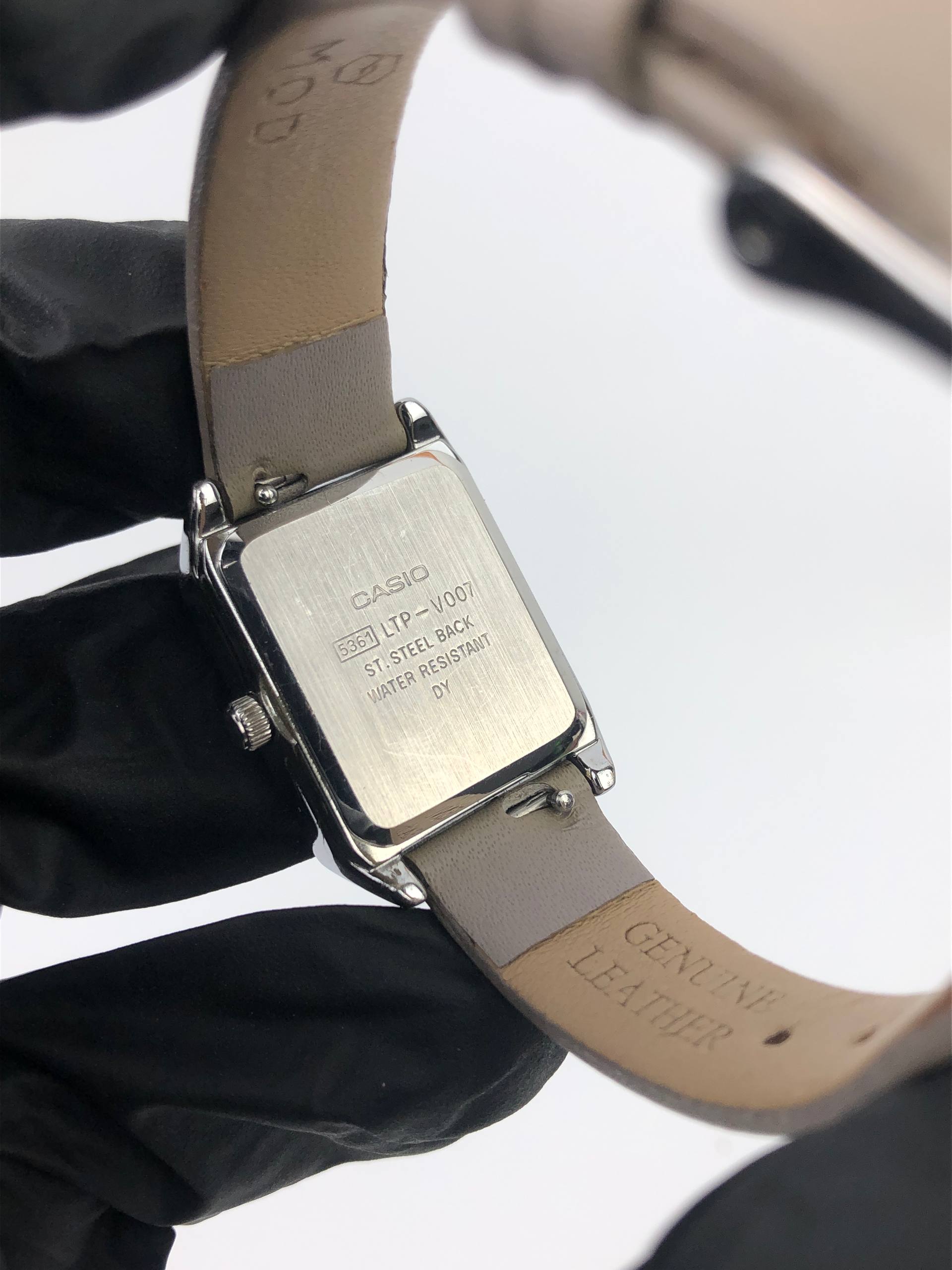 CASIO QUARTZ SILVER SUNBURST DIAL RECTANGULAR - Gambar 7