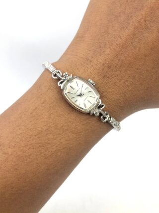 VINTAGE SEIKO CAL 10 WHITE GOLD PLATED BANGLE MANUAL WINDING